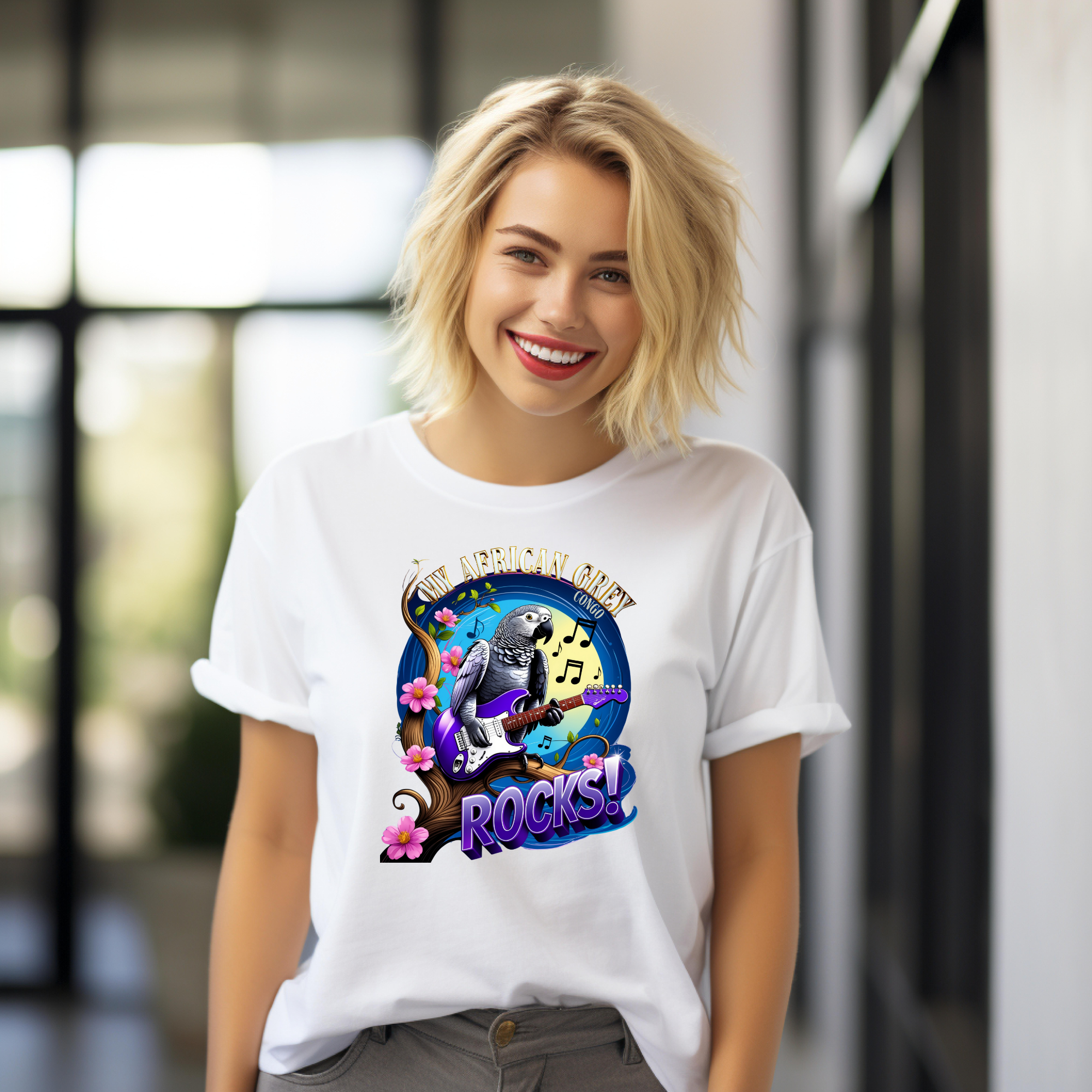 African Grey Congo Rocks Parrot T-Shirt