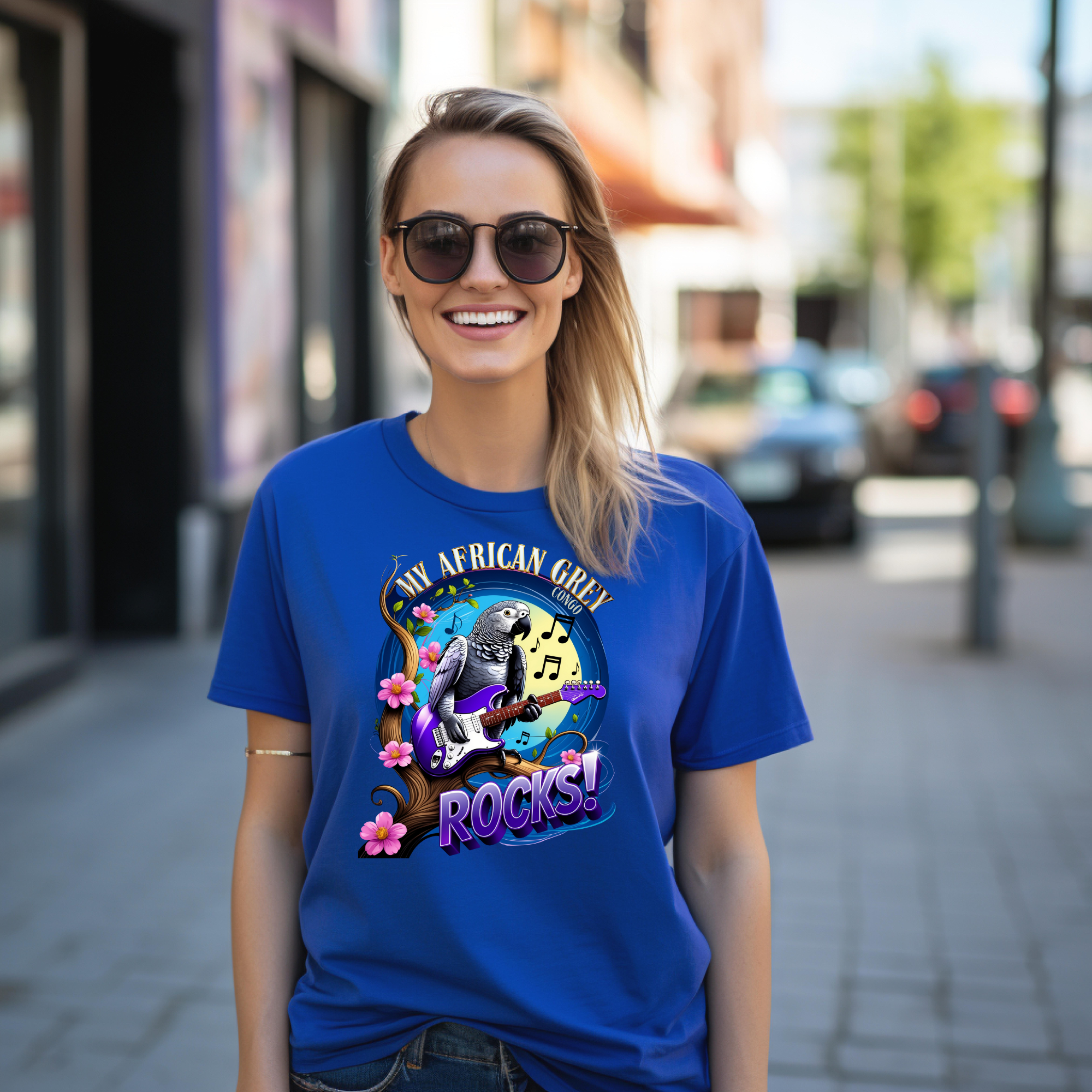 African Grey Congo Rocks Parrot T-Shirt