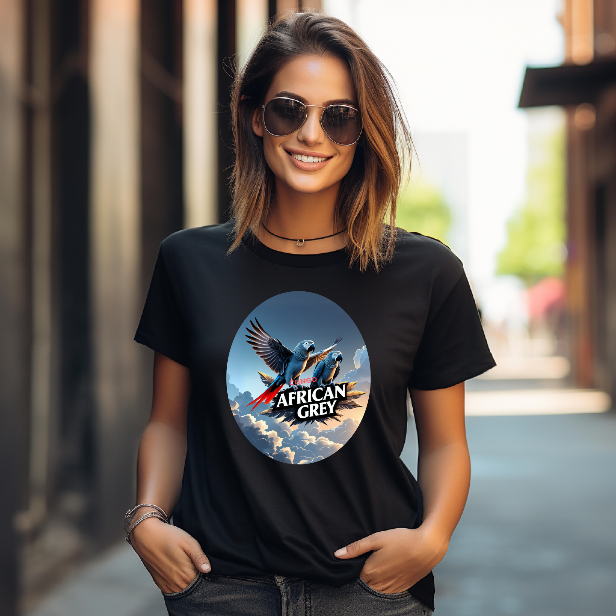 African Grey Congo Flying T-Shirt