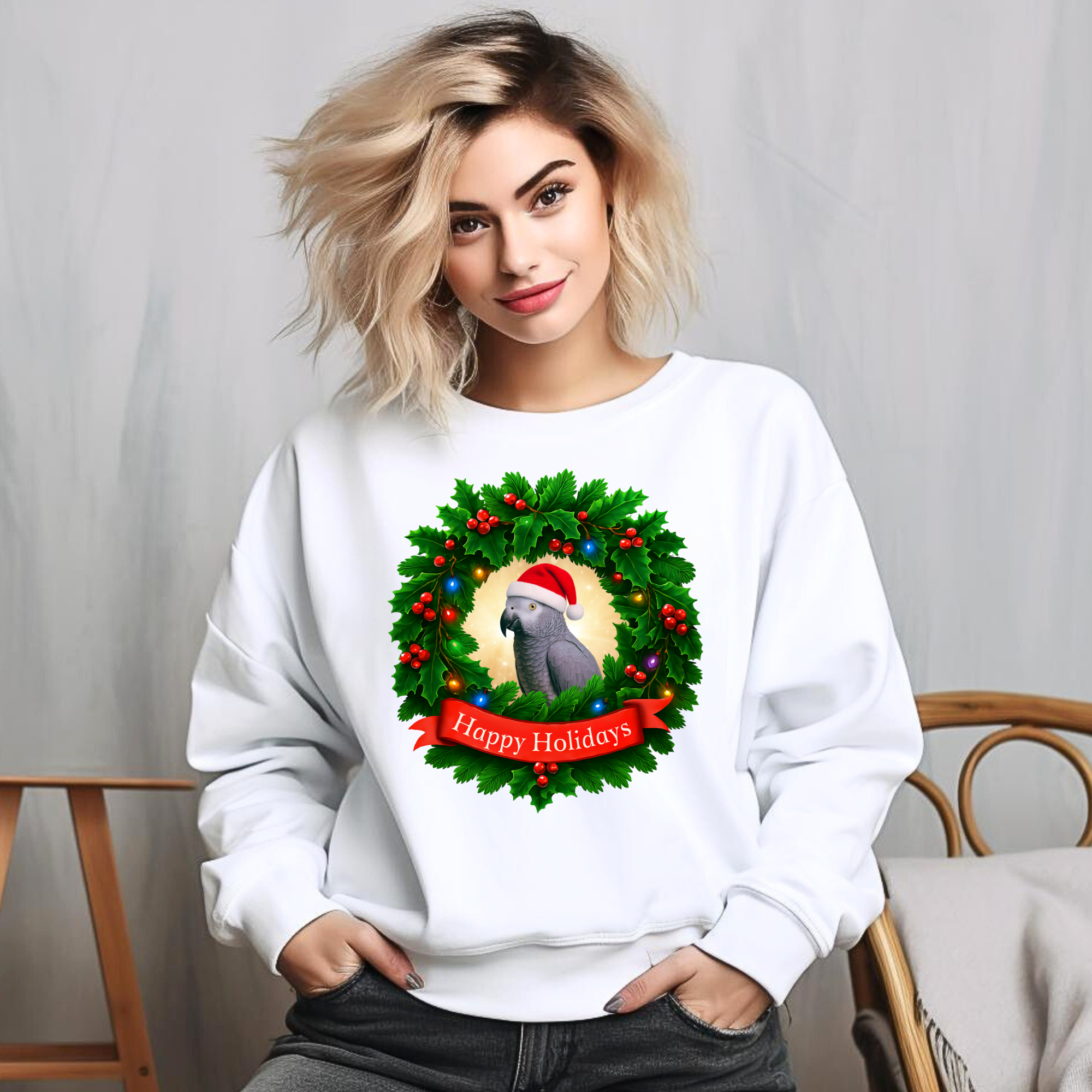 Happy Holidays African Grey Sweatshirt