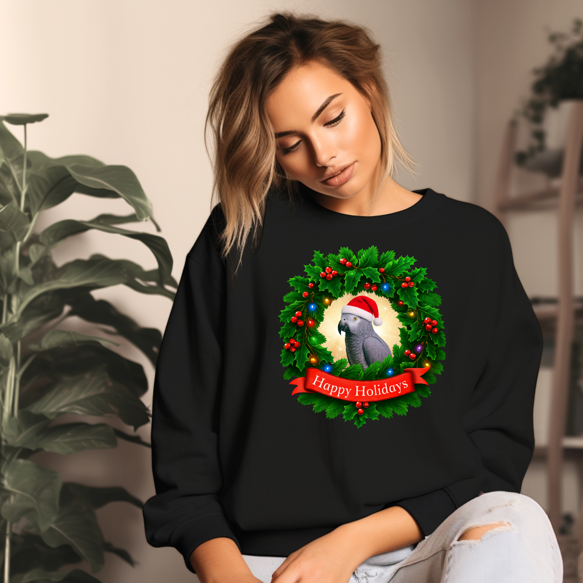 Happy Holidays African Grey Sweatshirt