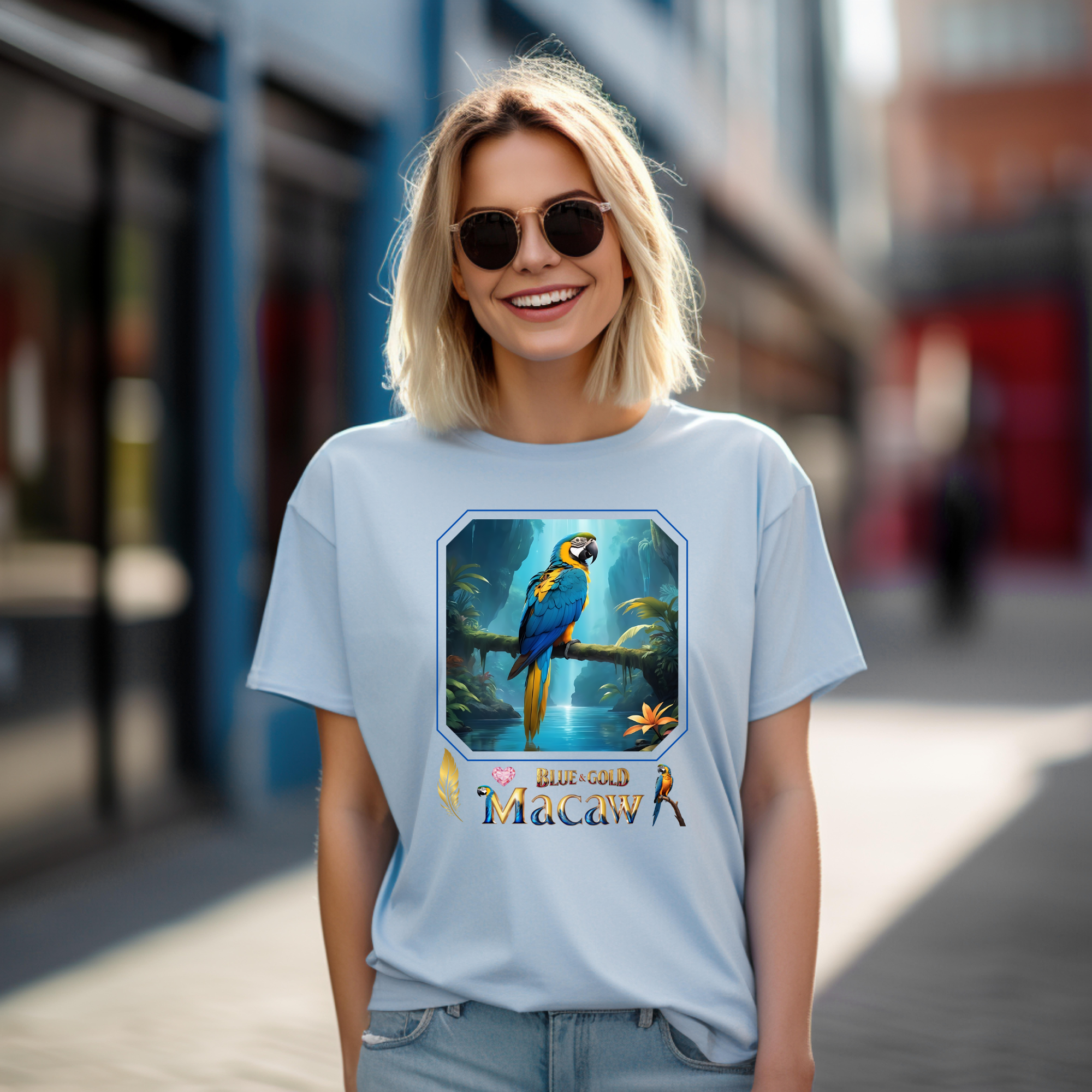 Blue & Gold Macaw Waterfall T-Shirt