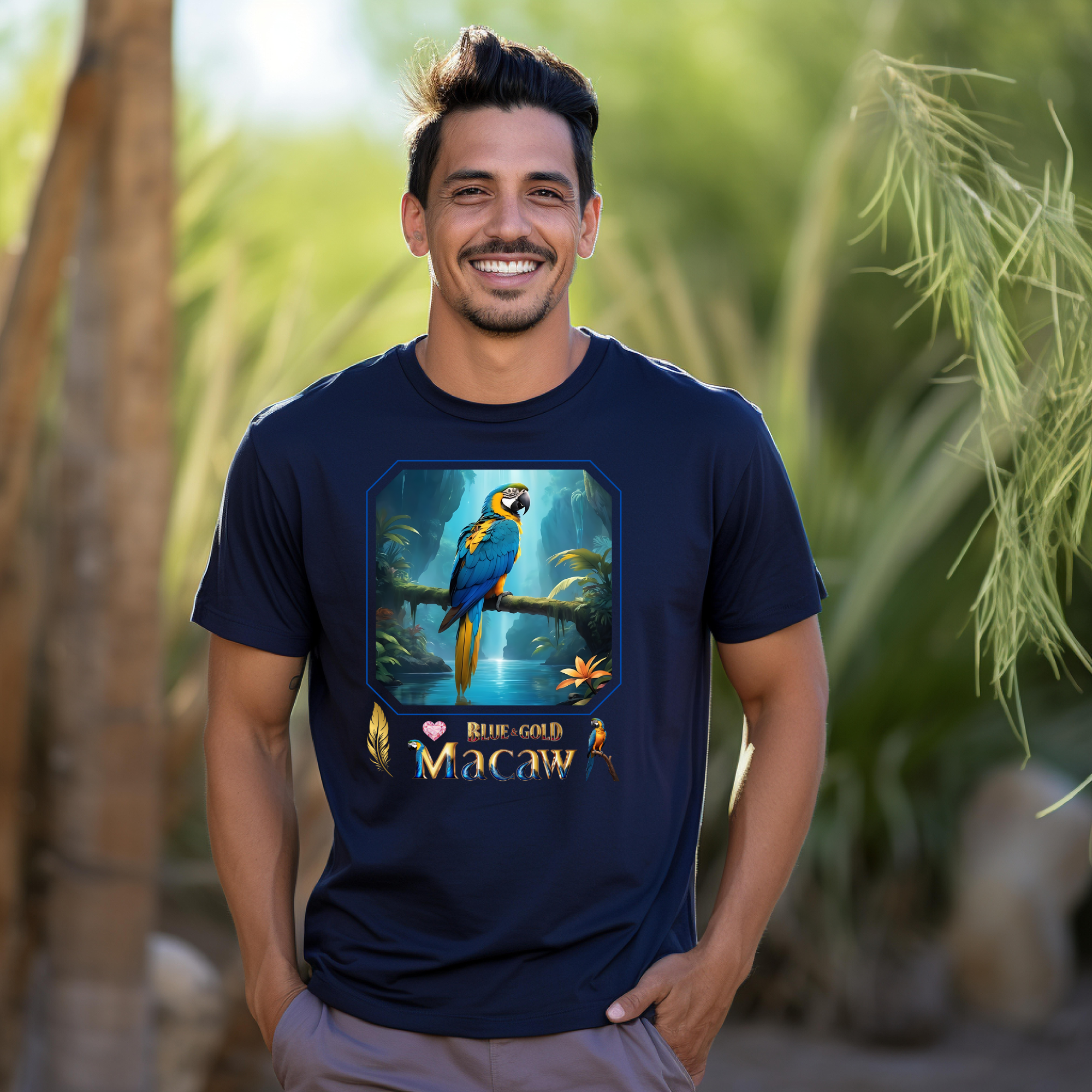 Blue & Gold Macaw Waterfall T-Shirt