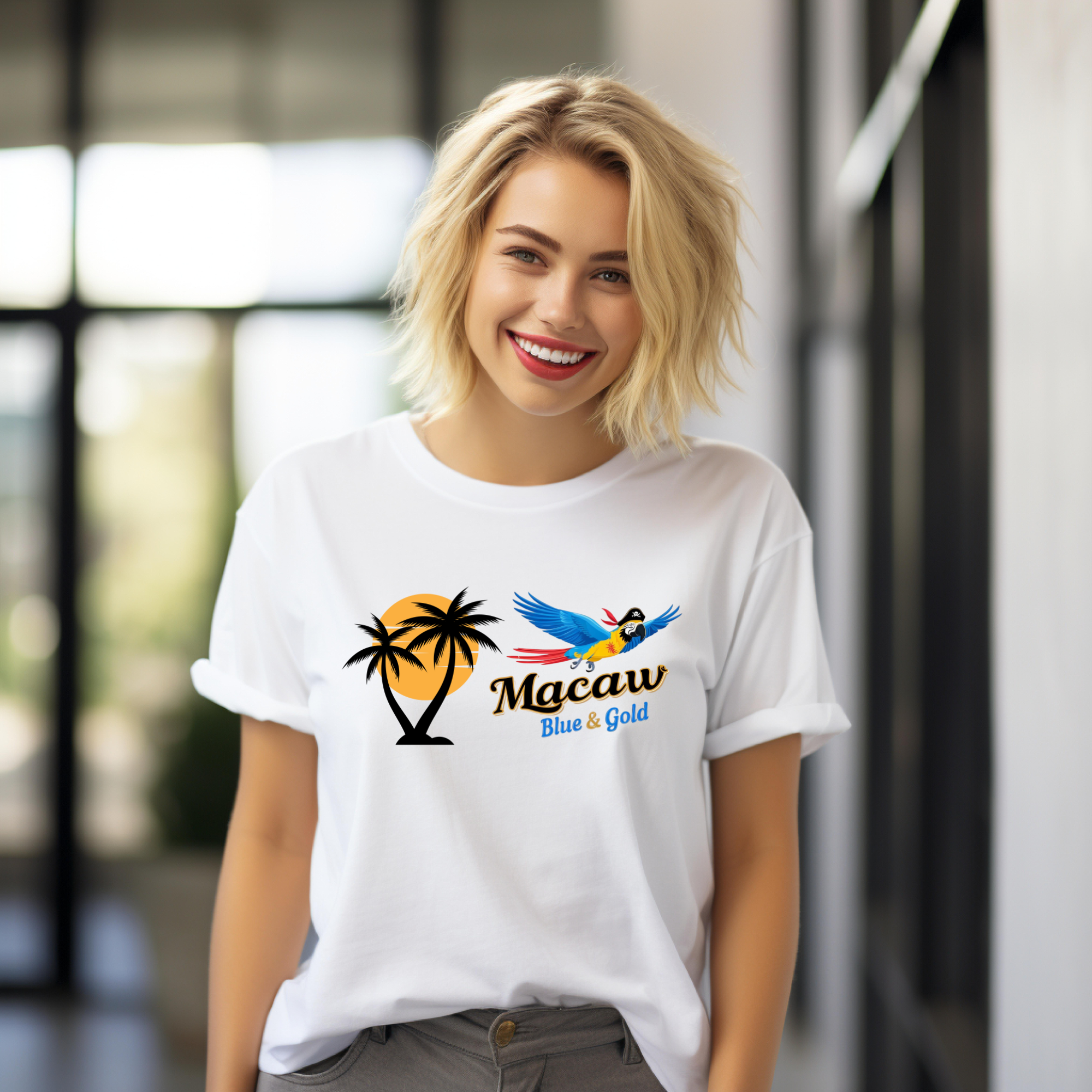 Flying Blue & Gold Macaw T-Shirt