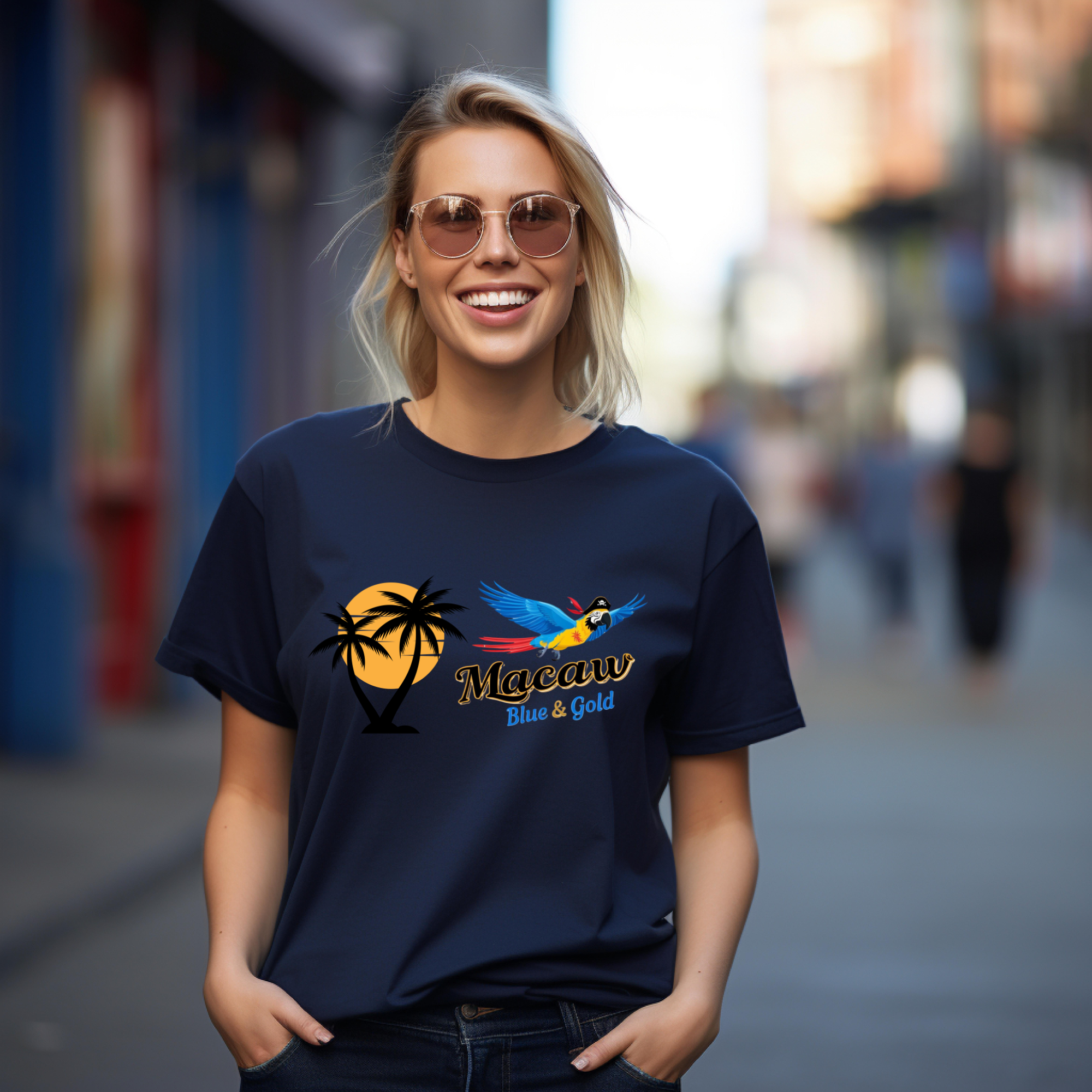 Flying Blue & Gold Macaw T-Shirt