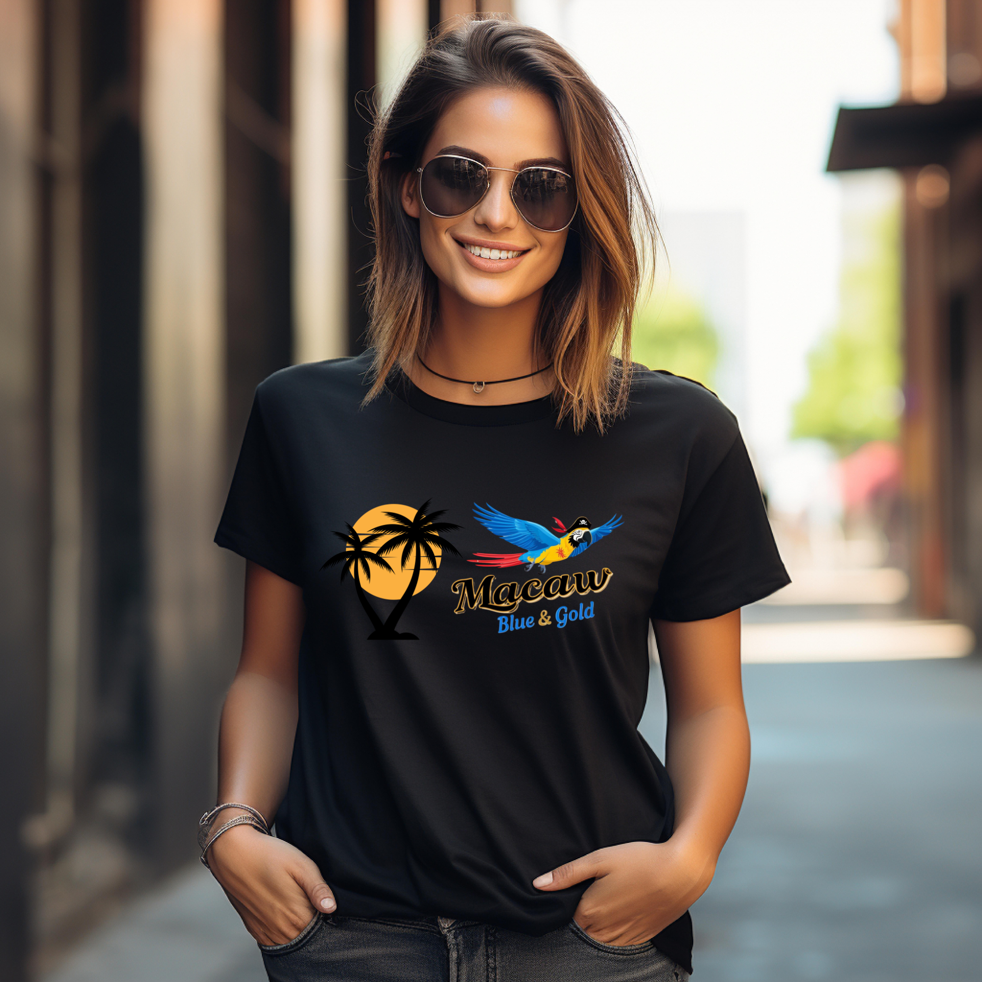 Flying Blue & Gold Macaw T-Shirt