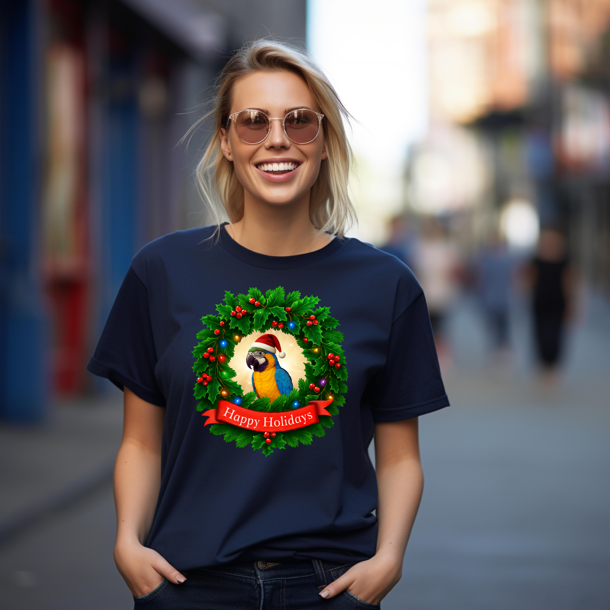 Happy Holidays Blue & Gold T-Shirt