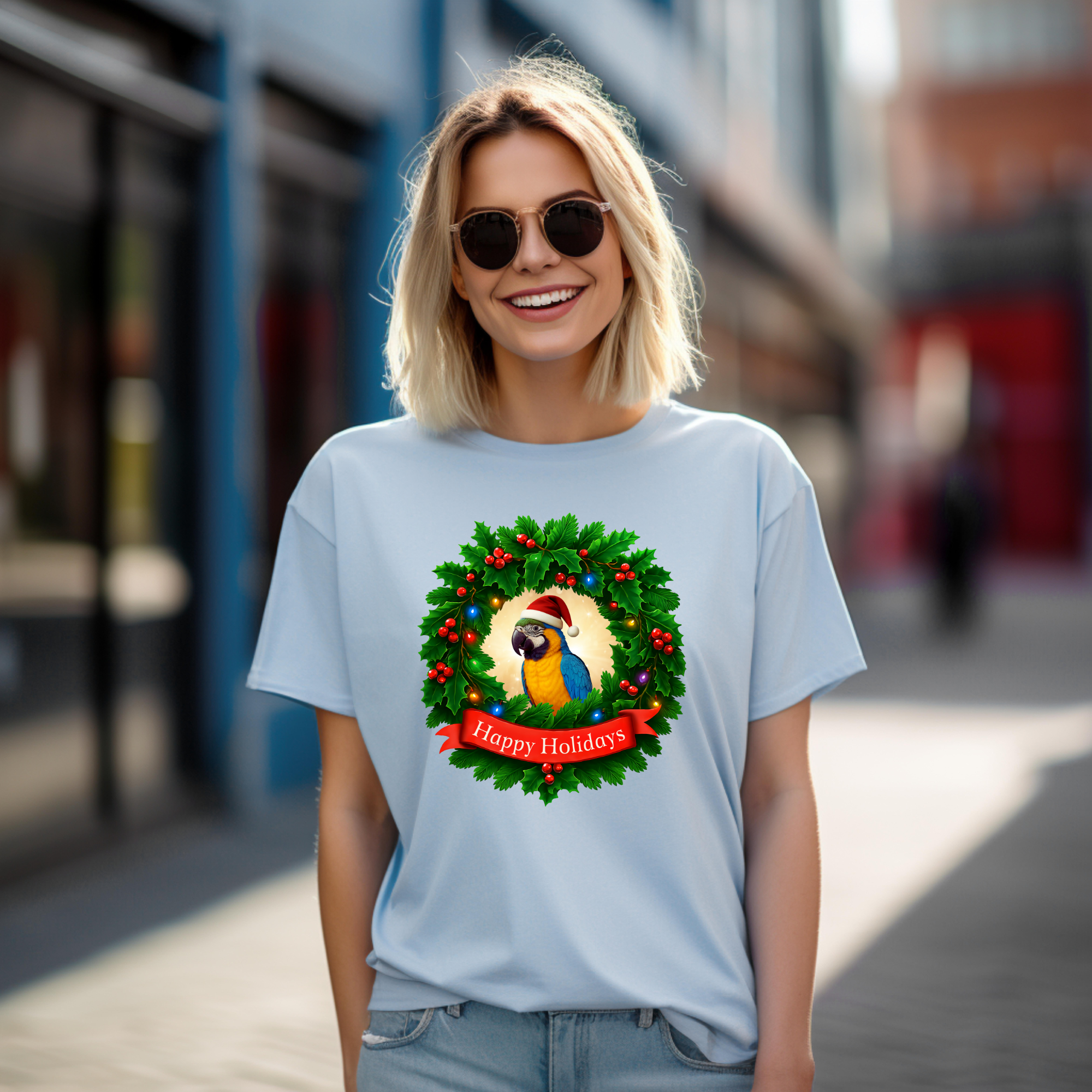 Happy Holidays Blue & Gold T-Shirt