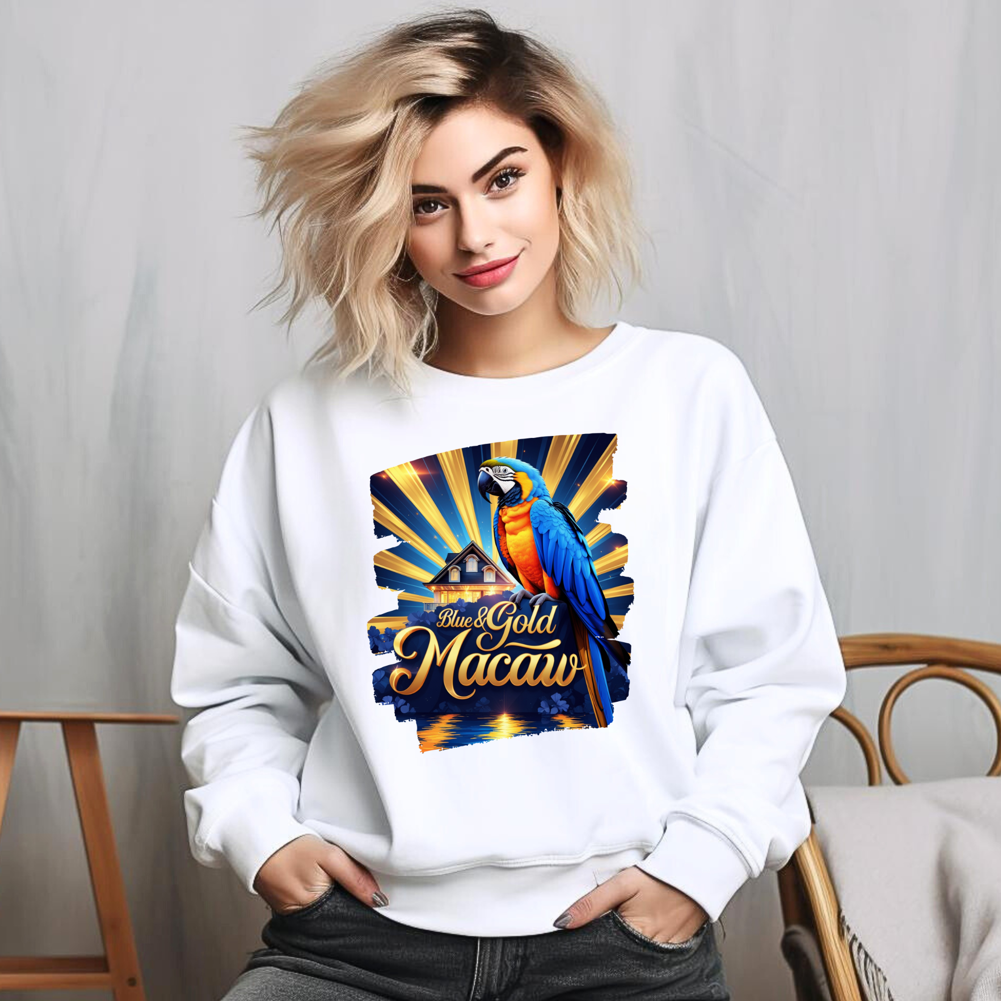 Blue & Gold Macaw Sunburst Sweatshirt