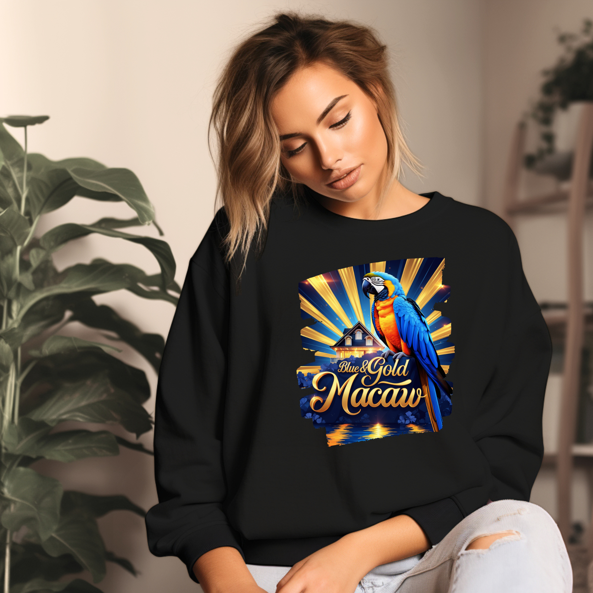Blue & Gold Macaw Sunburst Sweatshirt
