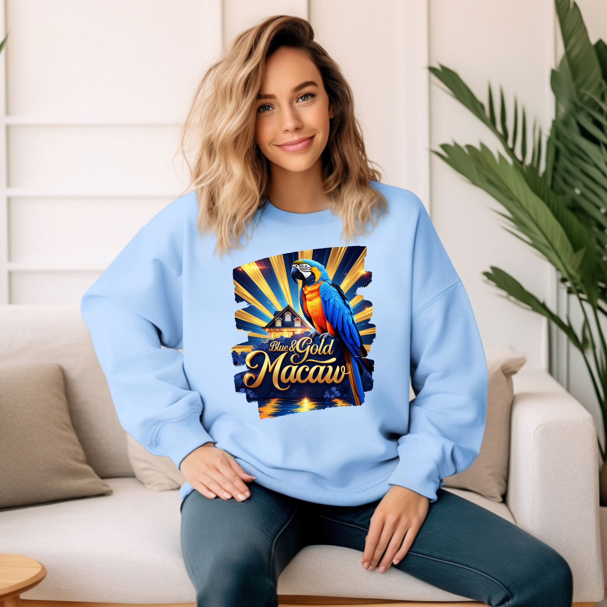Blue & Gold Macaw Sunburst Sweatshirt