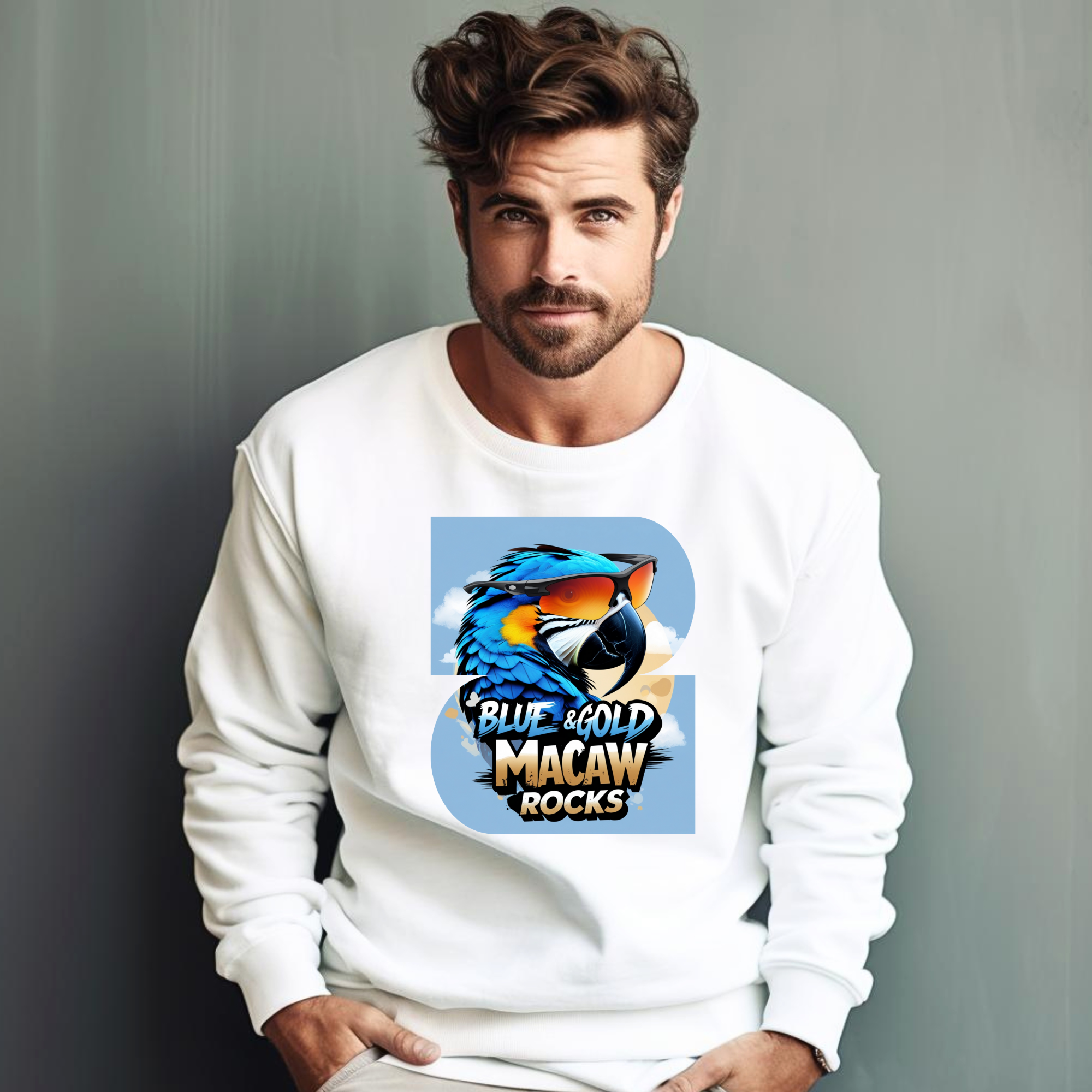 Blue & Gold Macaw Rocks Sweatshirt