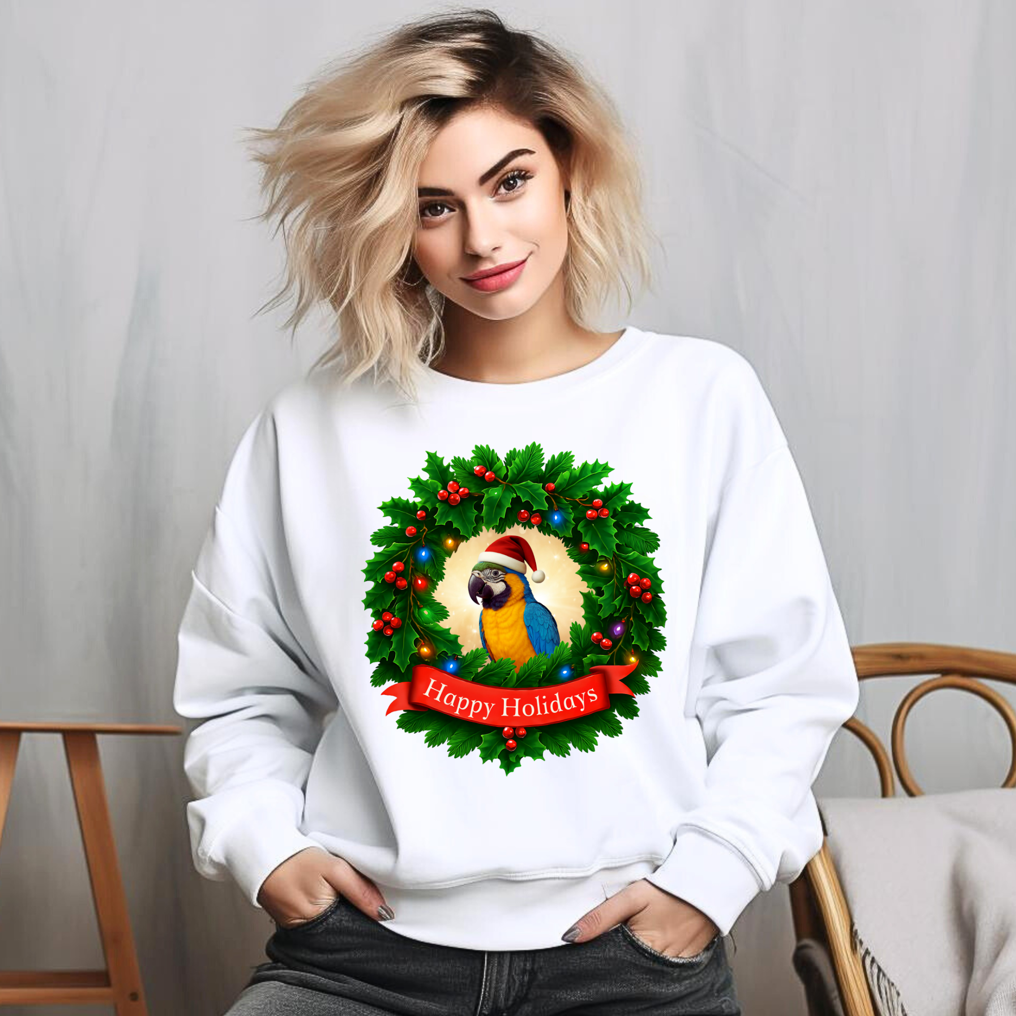 Happy Holidays Blue & Gold Sweatshirt