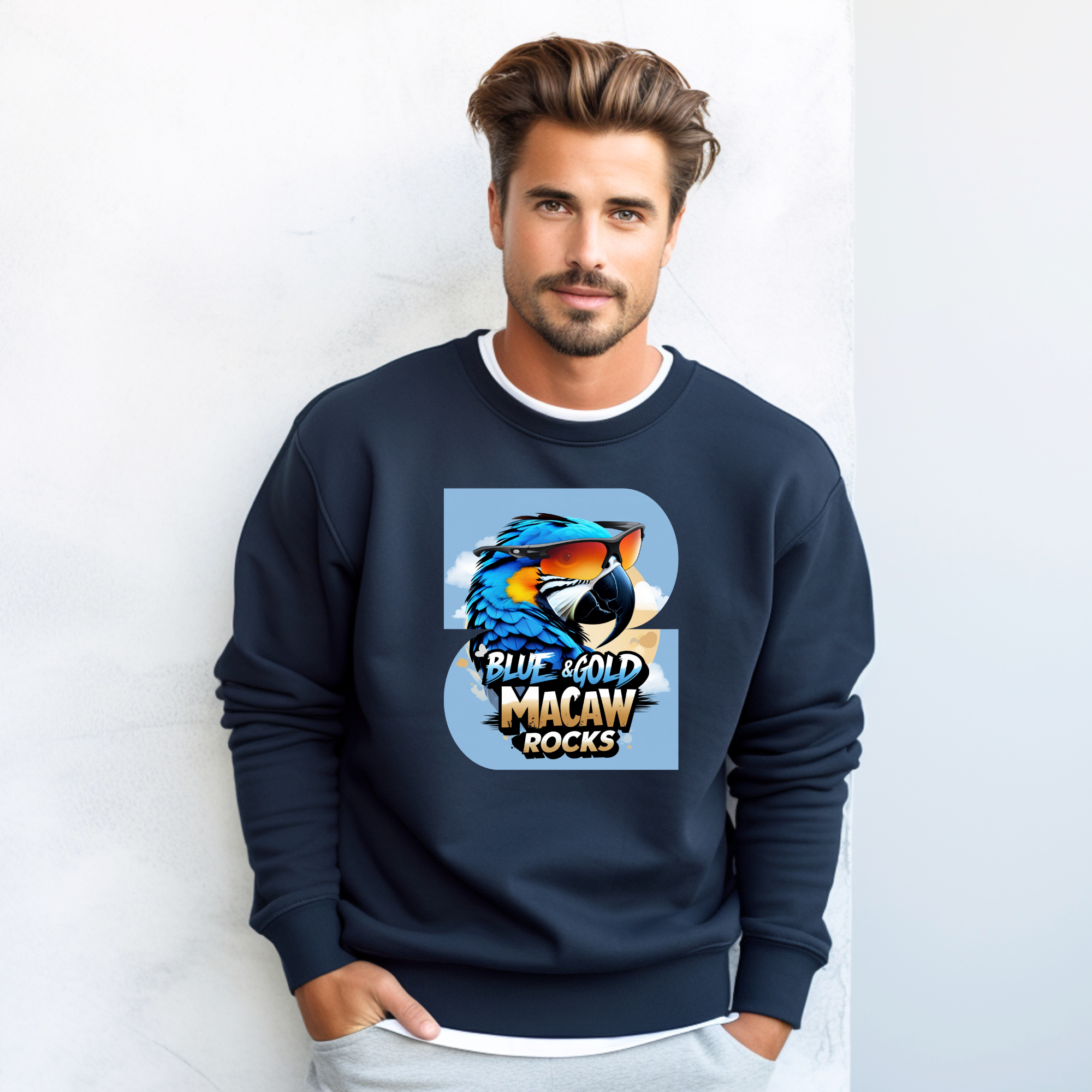 Blue & Gold Macaw Rocks Sweatshirt