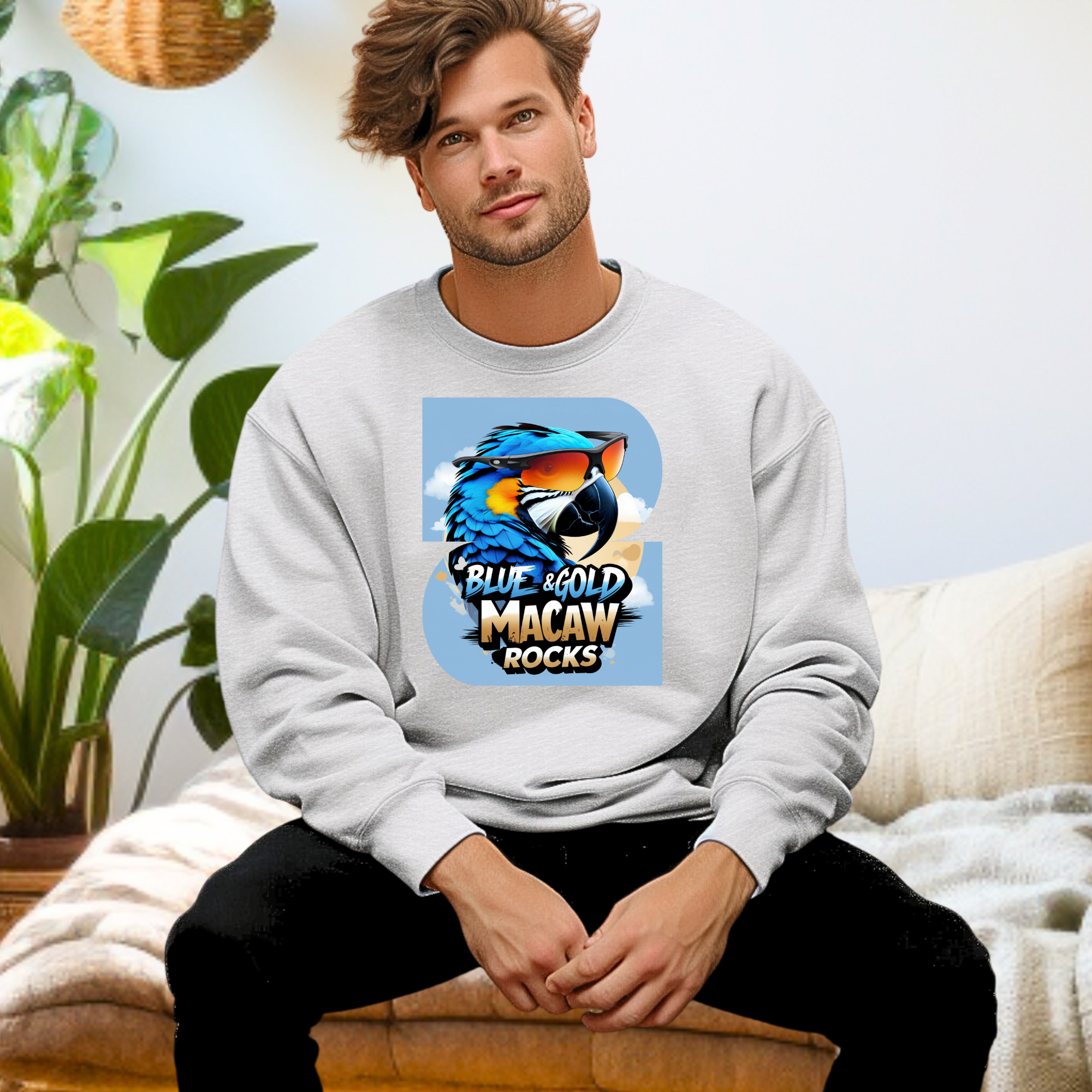Blue & Gold Macaw Rocks Sweatshirt