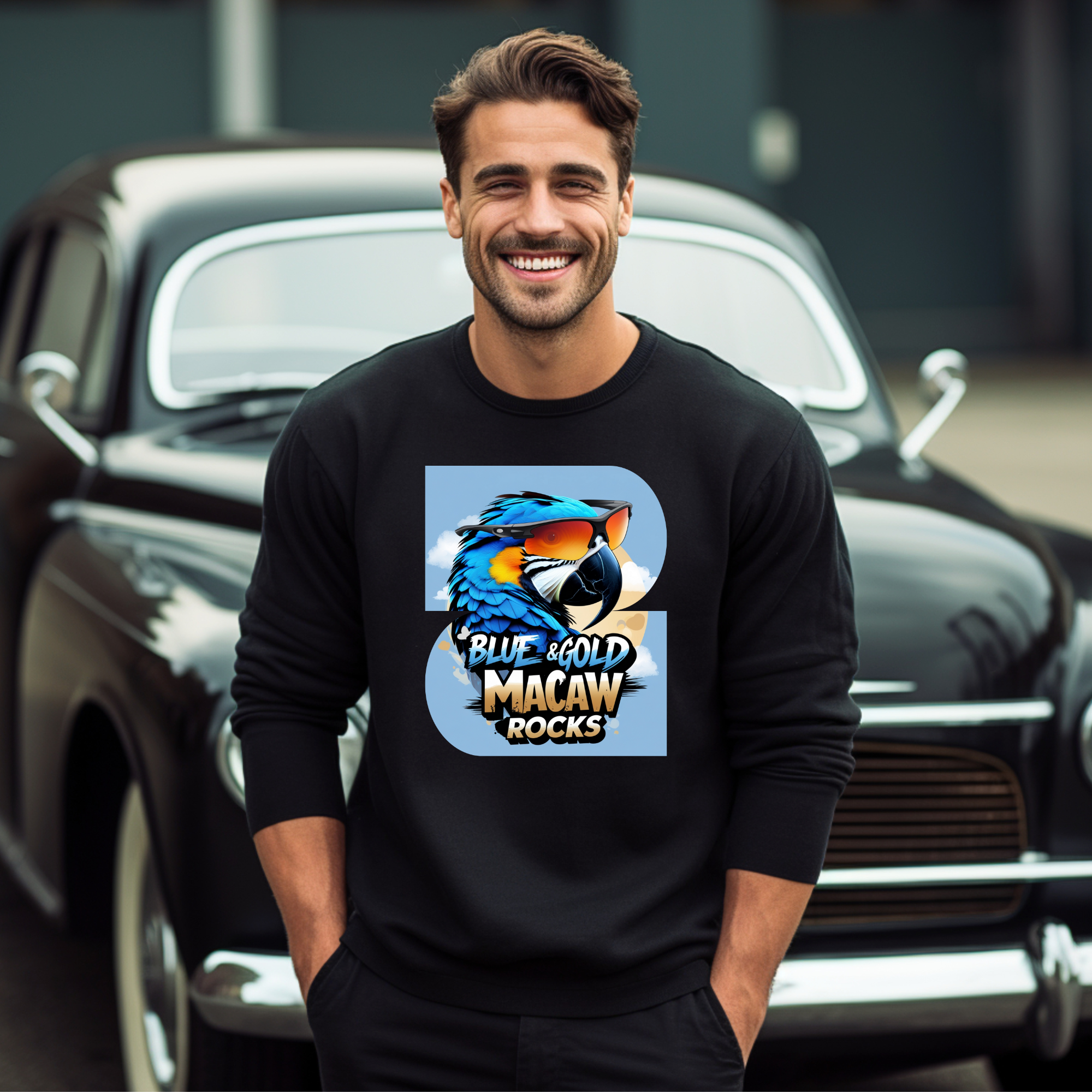 Blue & Gold Macaw Rocks Sweatshirt