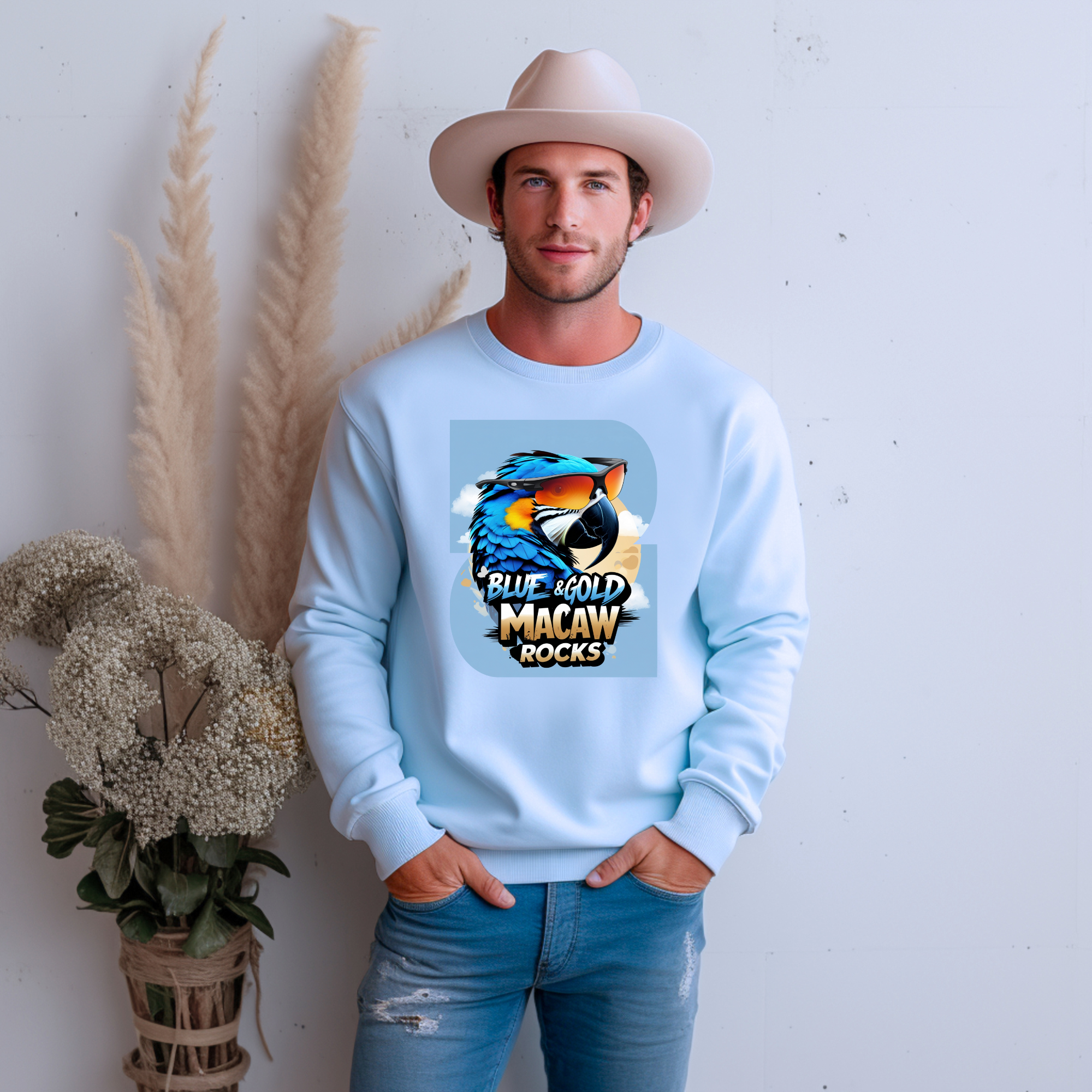 Blue & Gold Macaw Rocks Sweatshirt