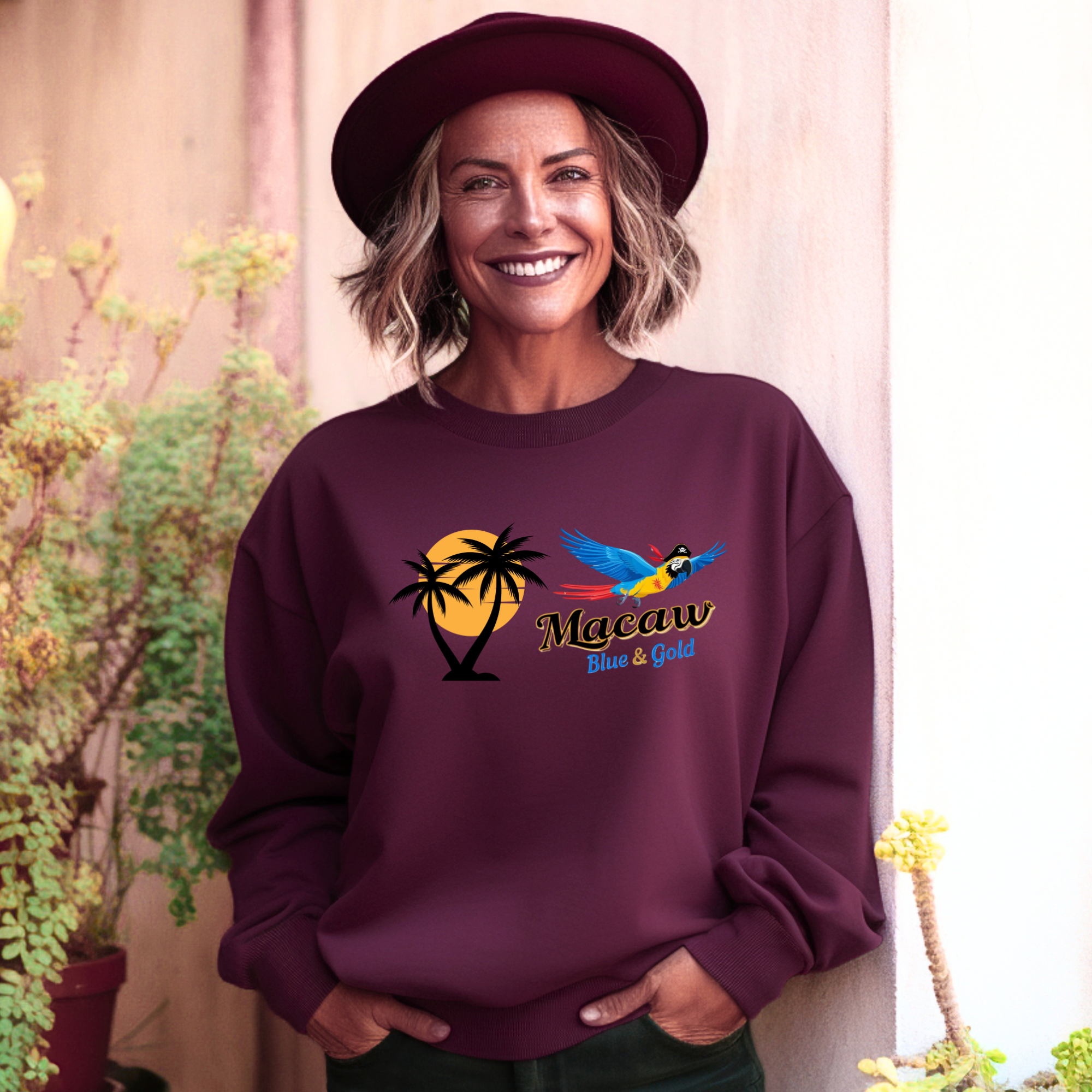 Palm Tree Blue & Gold Macaw Sweatshirt
