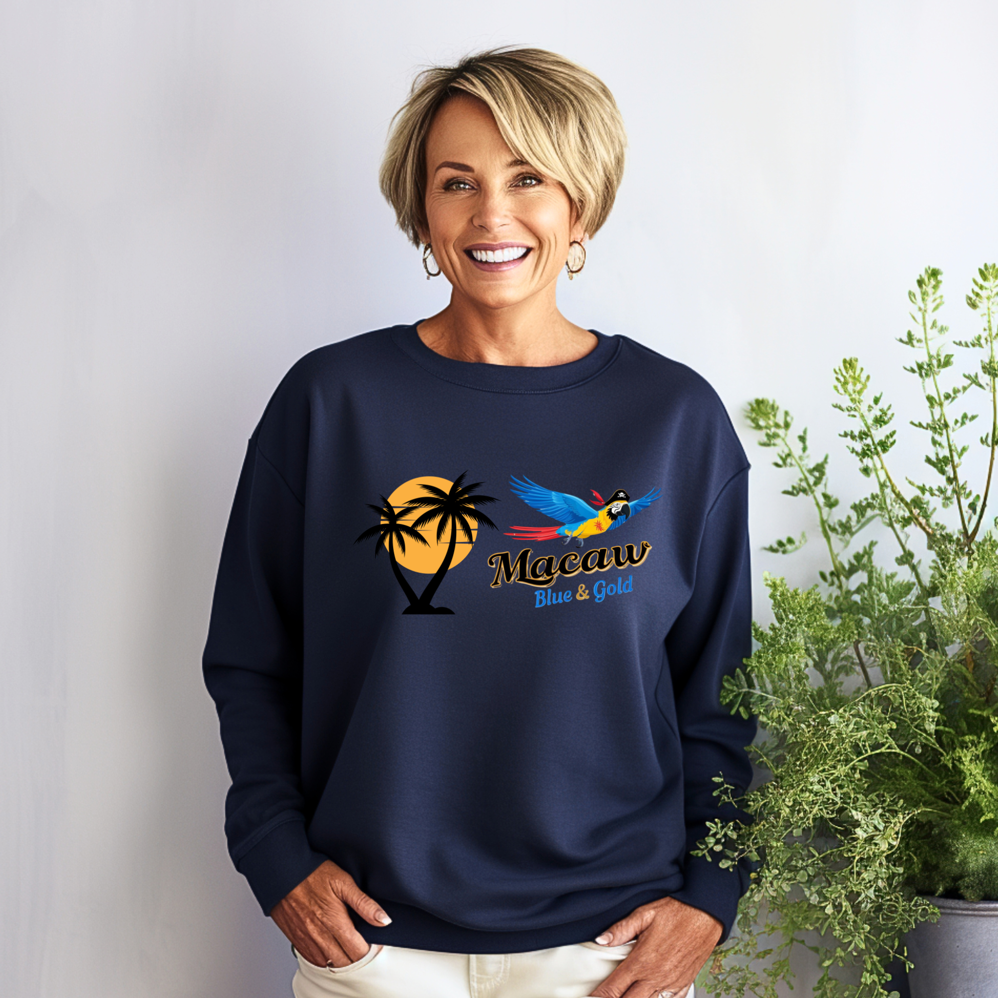 Palm Tree Blue & Gold Macaw Sweatshirt
