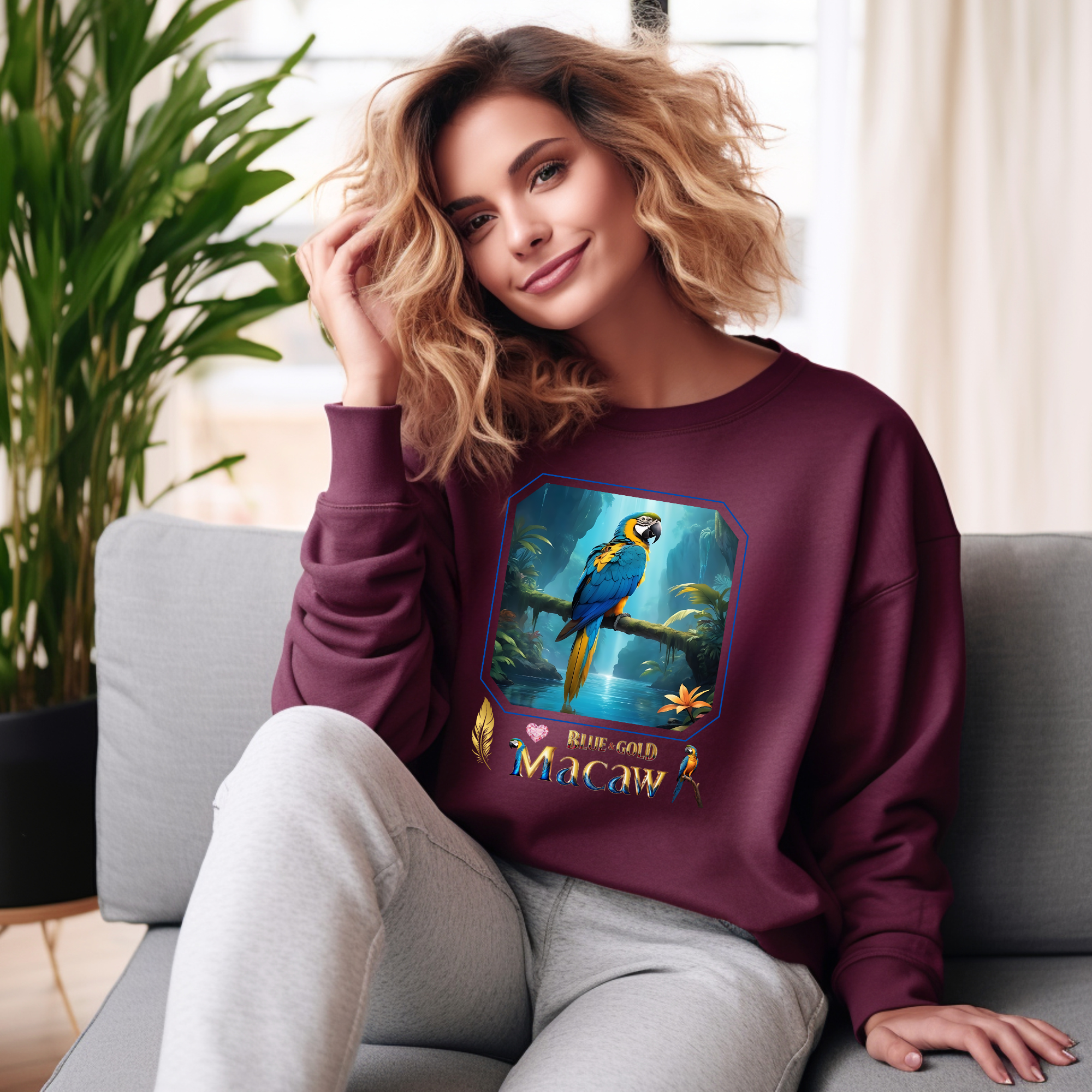 Nature Blue & Gold Macaw Sweatshirt