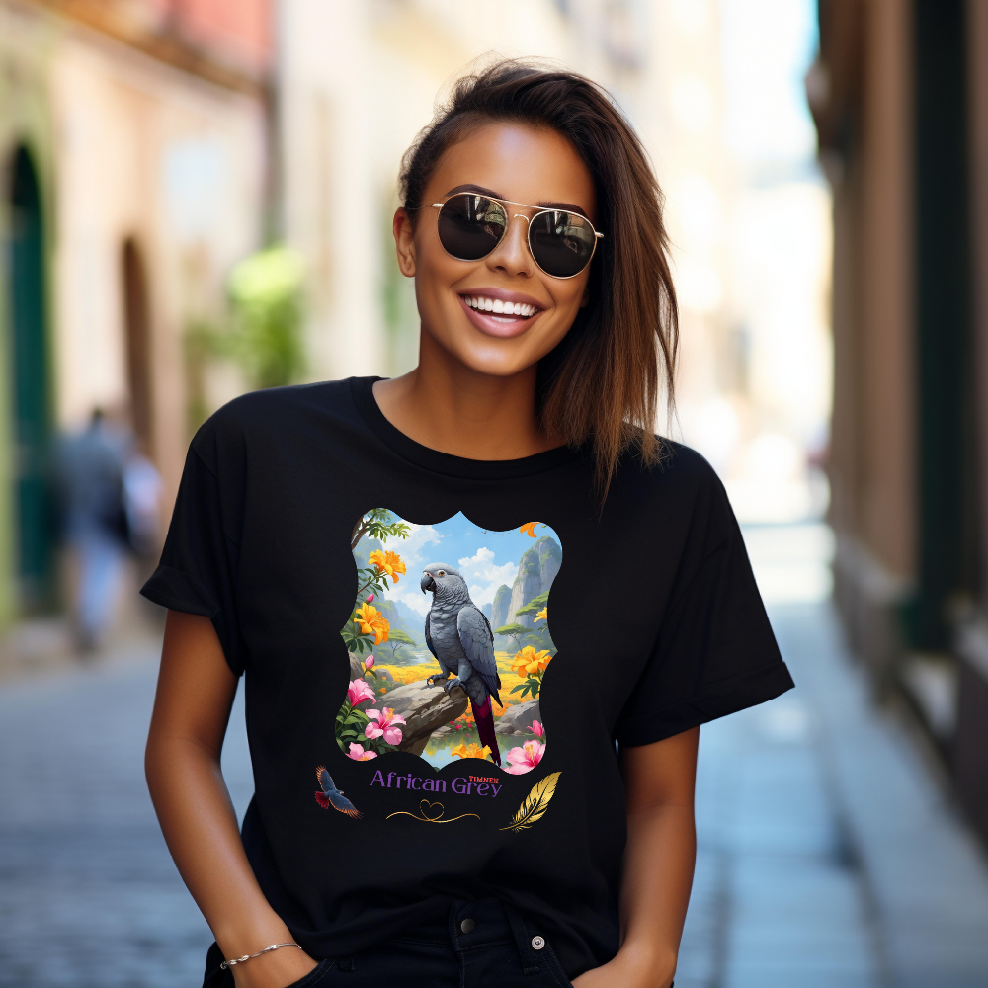 Floral African Grey Timneh T-Shirt