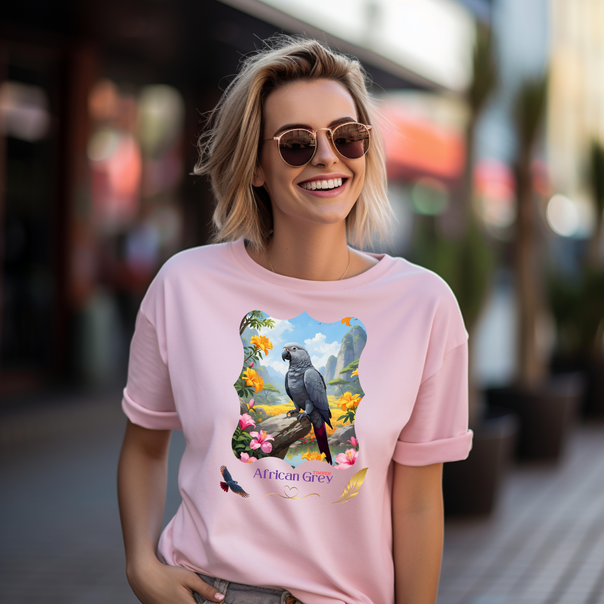 Floral African Grey Timneh T-Shirt