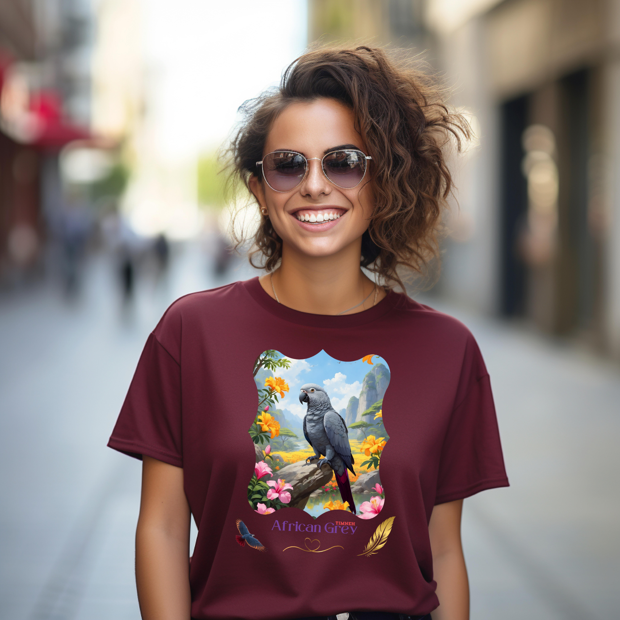 Floral African Grey Timneh T-Shirt