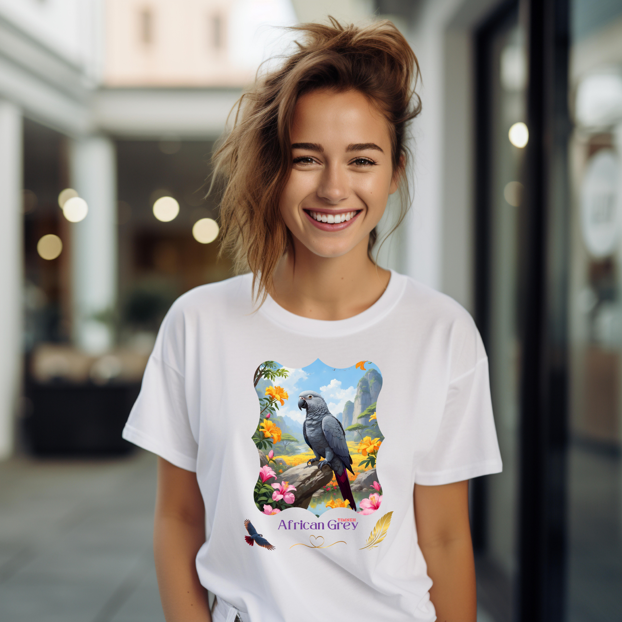 Floral African Grey Timneh T-Shirt