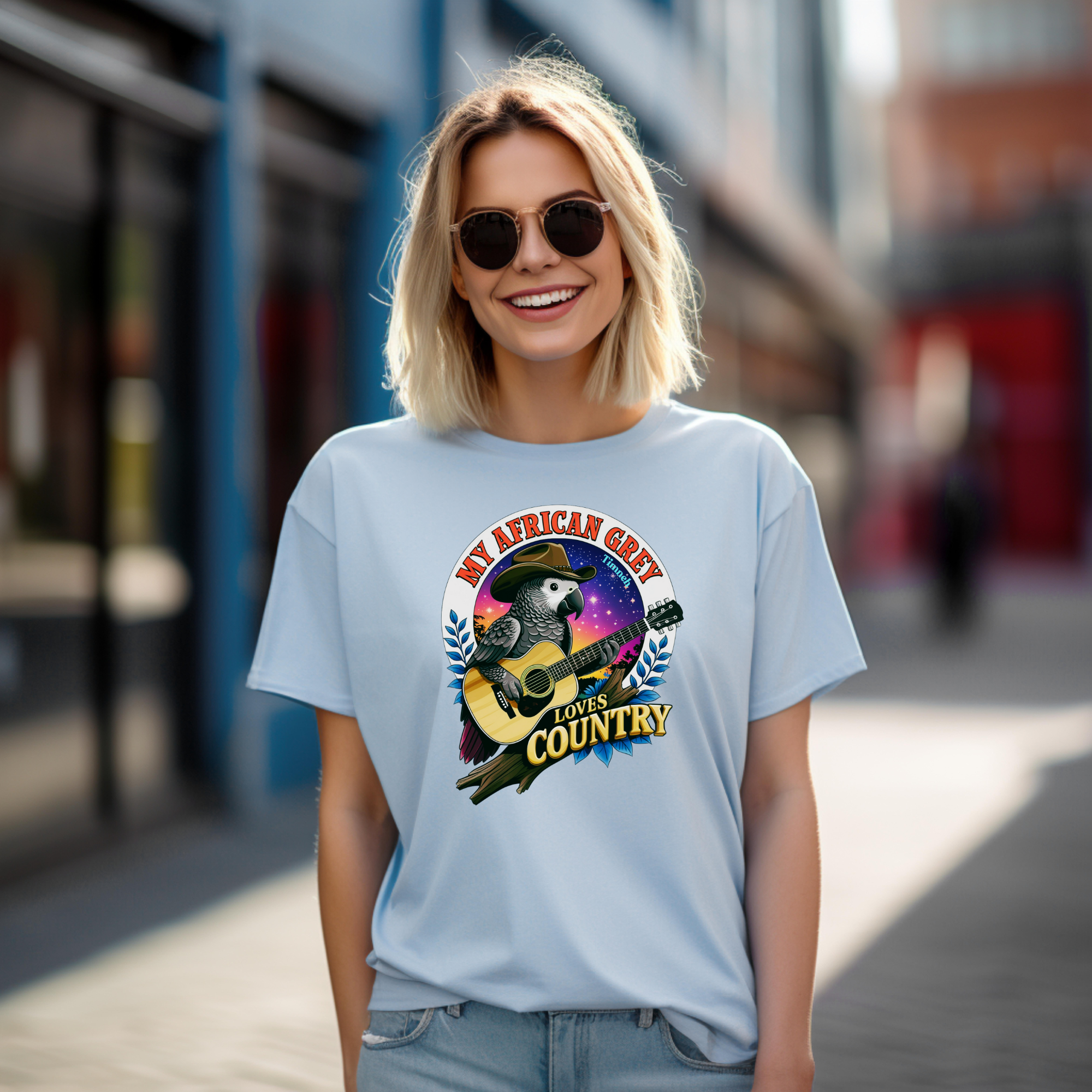 African Grey Timneh Loves Country T-Shirt