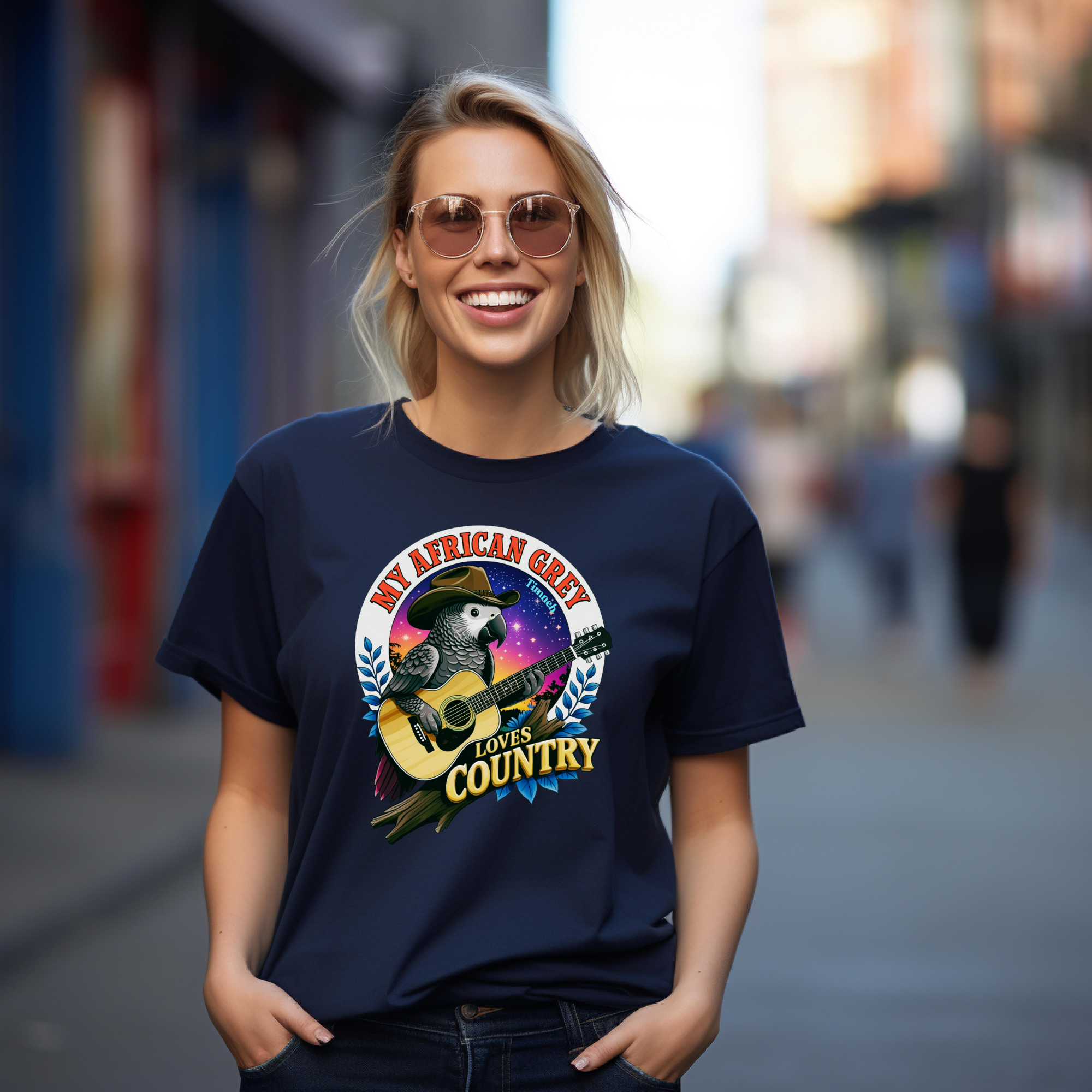 African Grey Timneh Loves Country T-Shirt