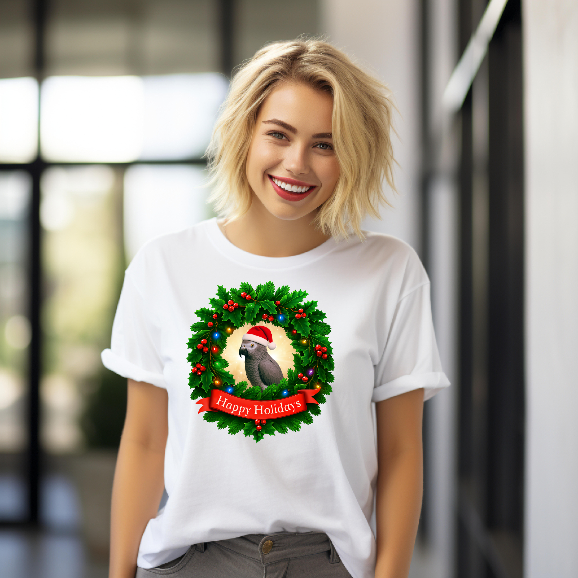 Happy Holidays African Grey Timneh T-Shirt