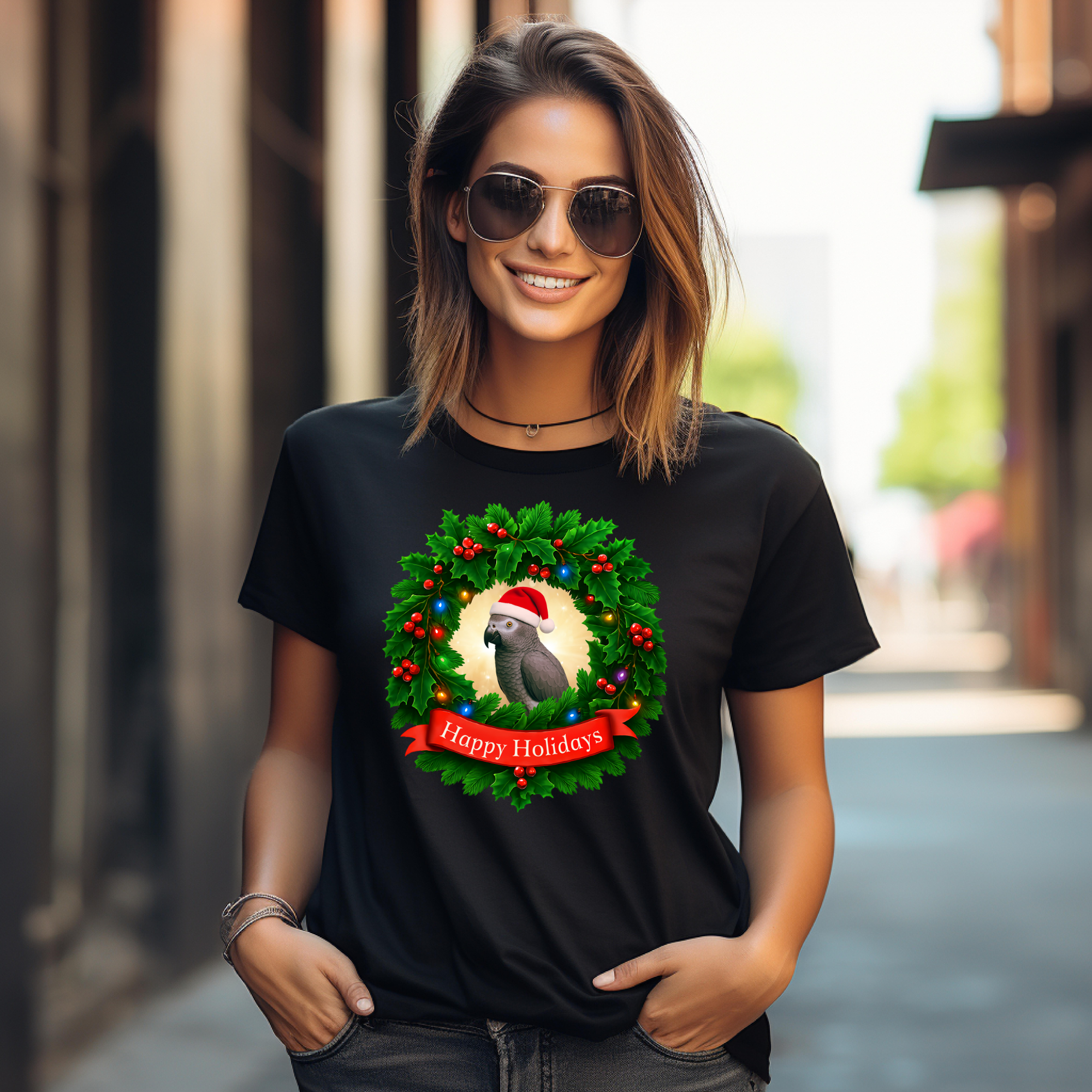 Happy Holidays African Grey Timneh T-Shirt