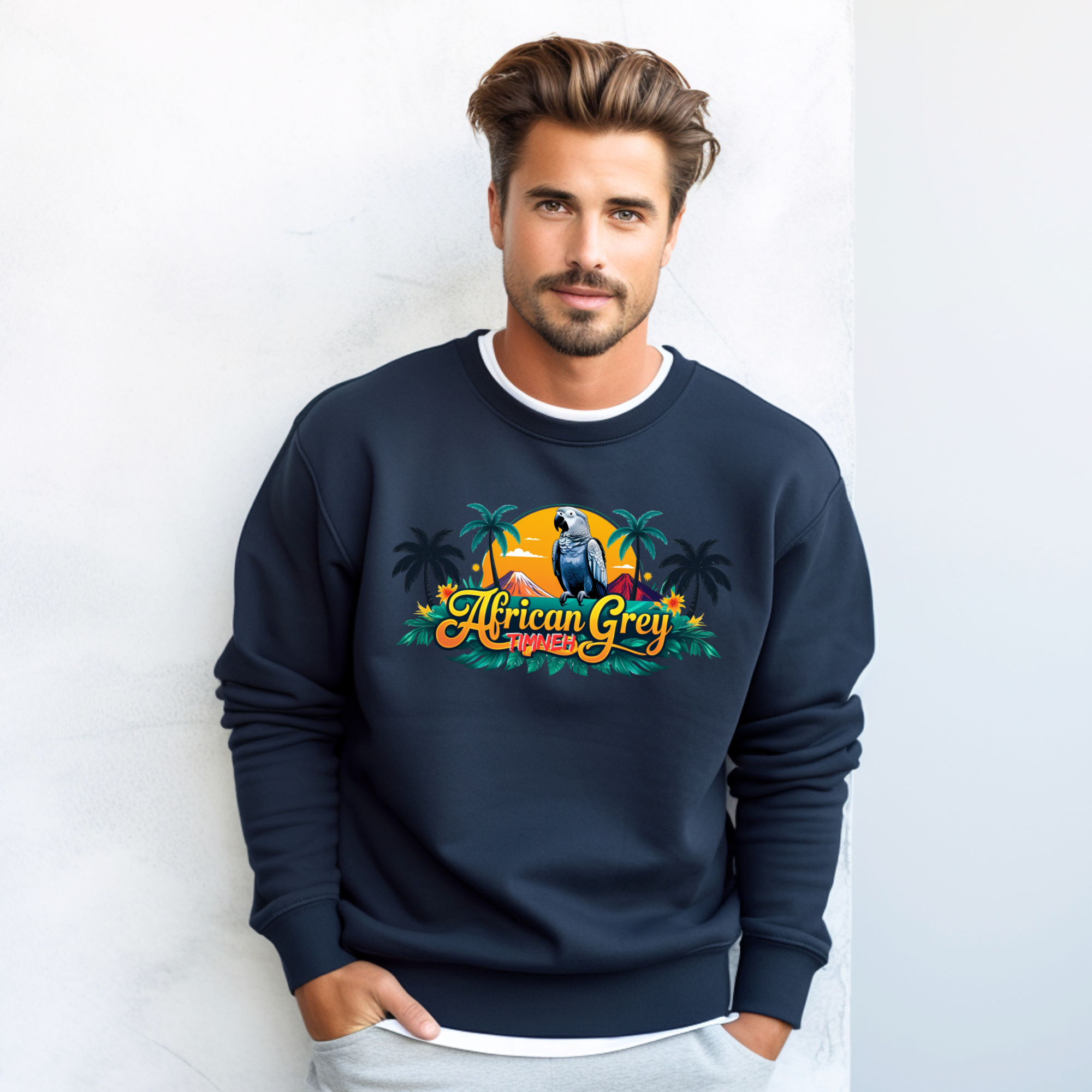 African Grey Timneh Palm Tree Sweatshirt