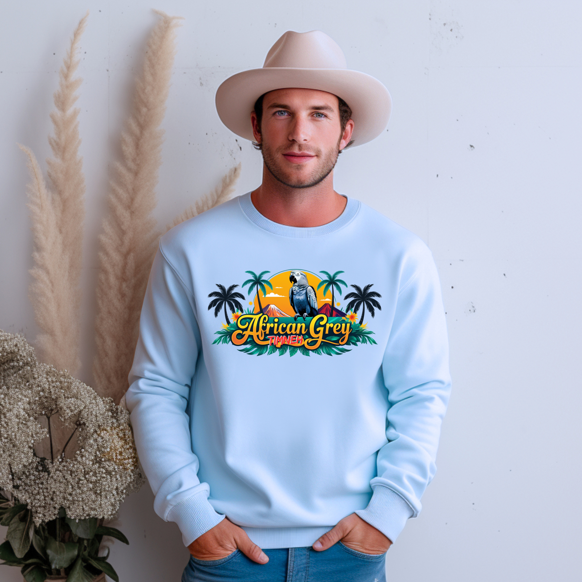 African Grey Timneh Palm Tree Sweatshirt