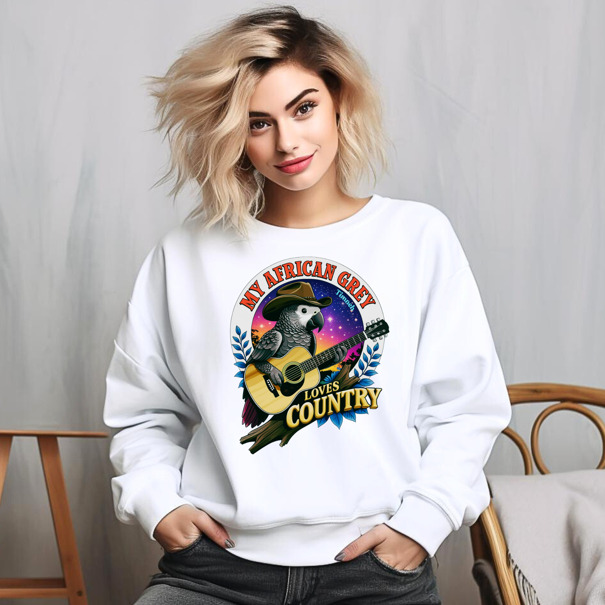African Grey Timneh Loves Country Sweatshirt