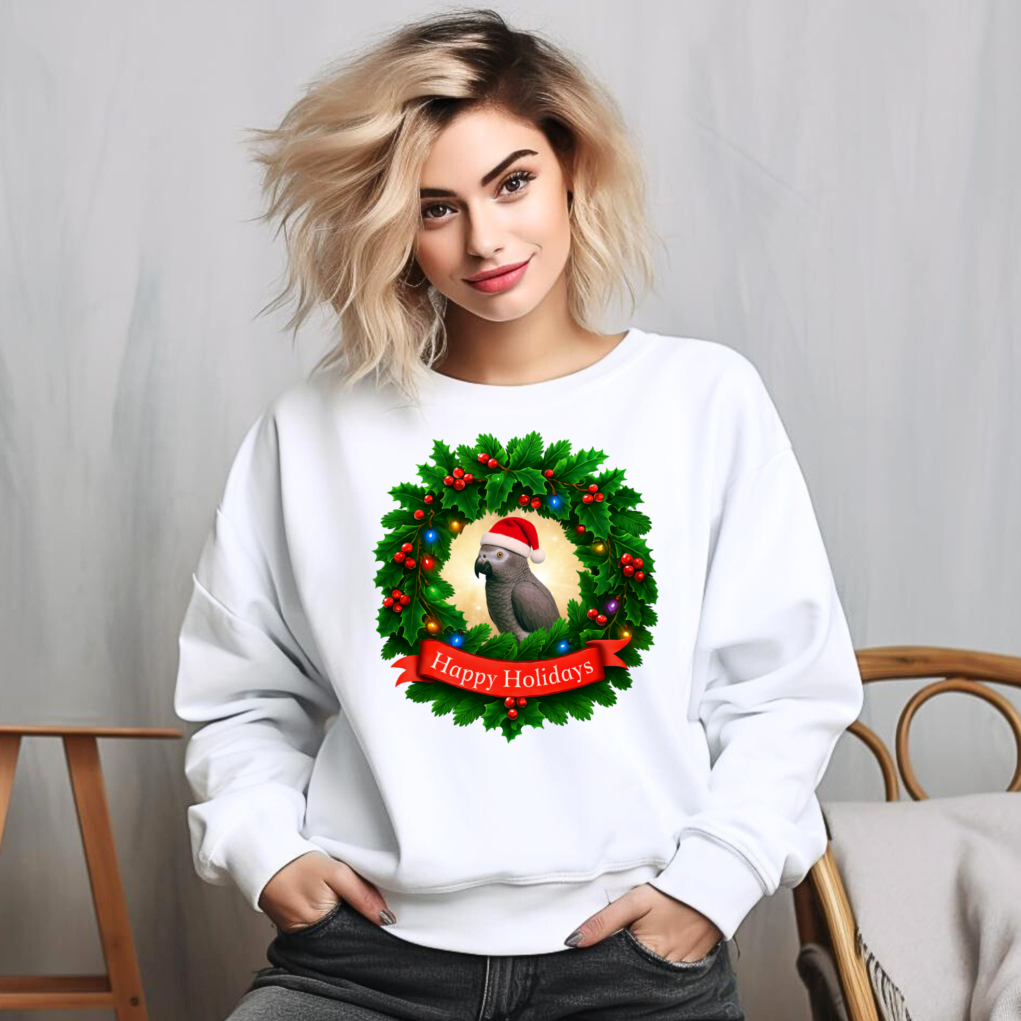 Happy Holidays African Grey Sweatshirt