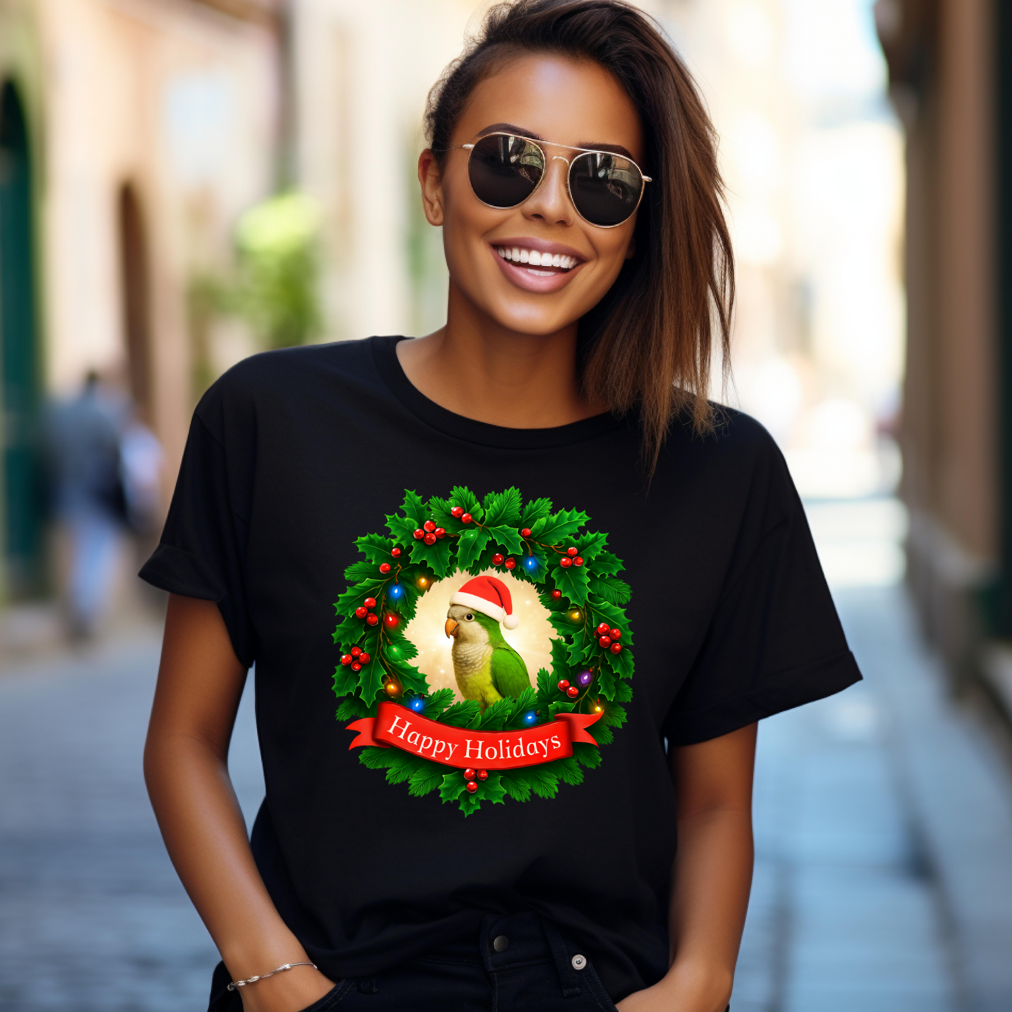 Happy Holidays Green Quaker T-Shirt