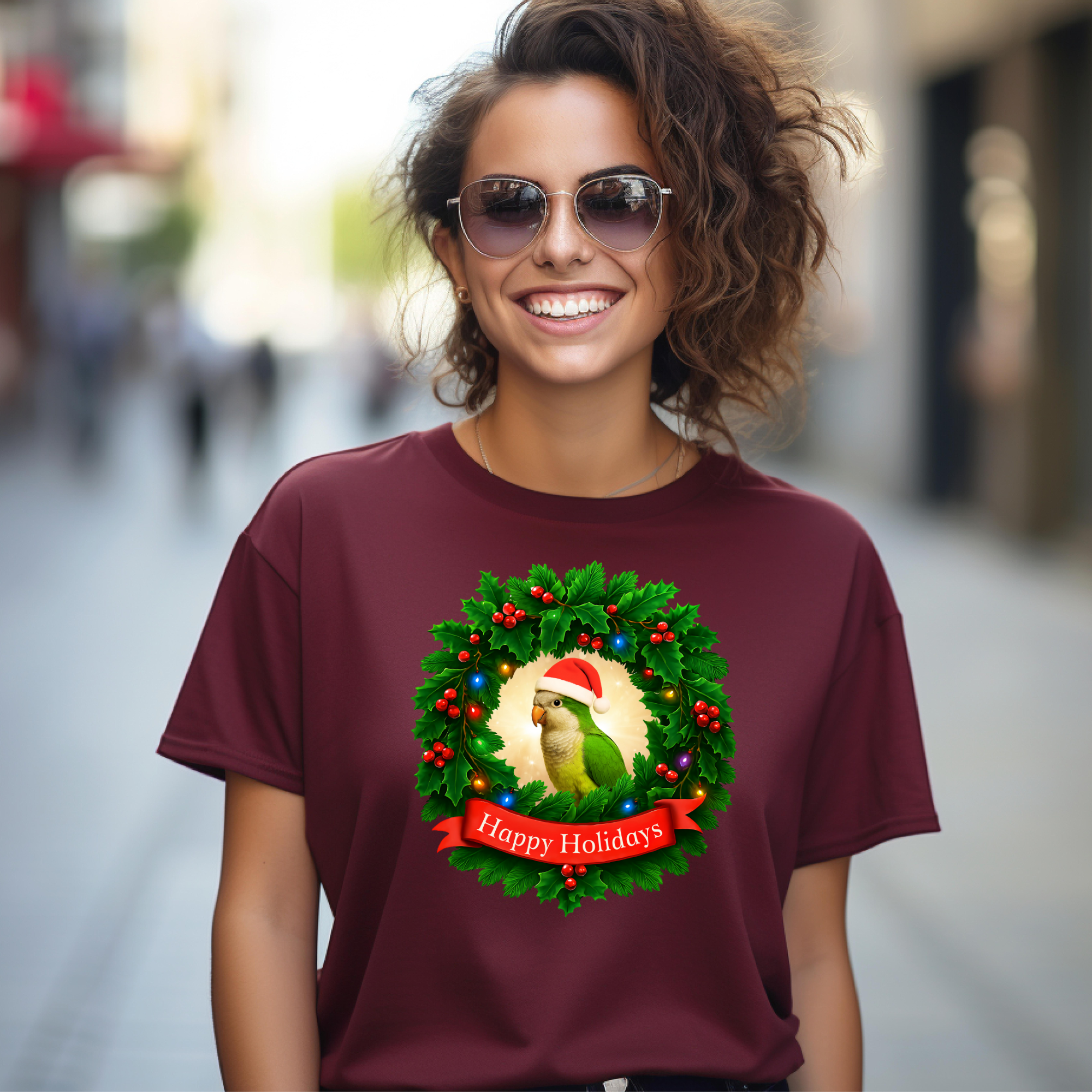 Happy Holidays Green Quaker T-Shirt