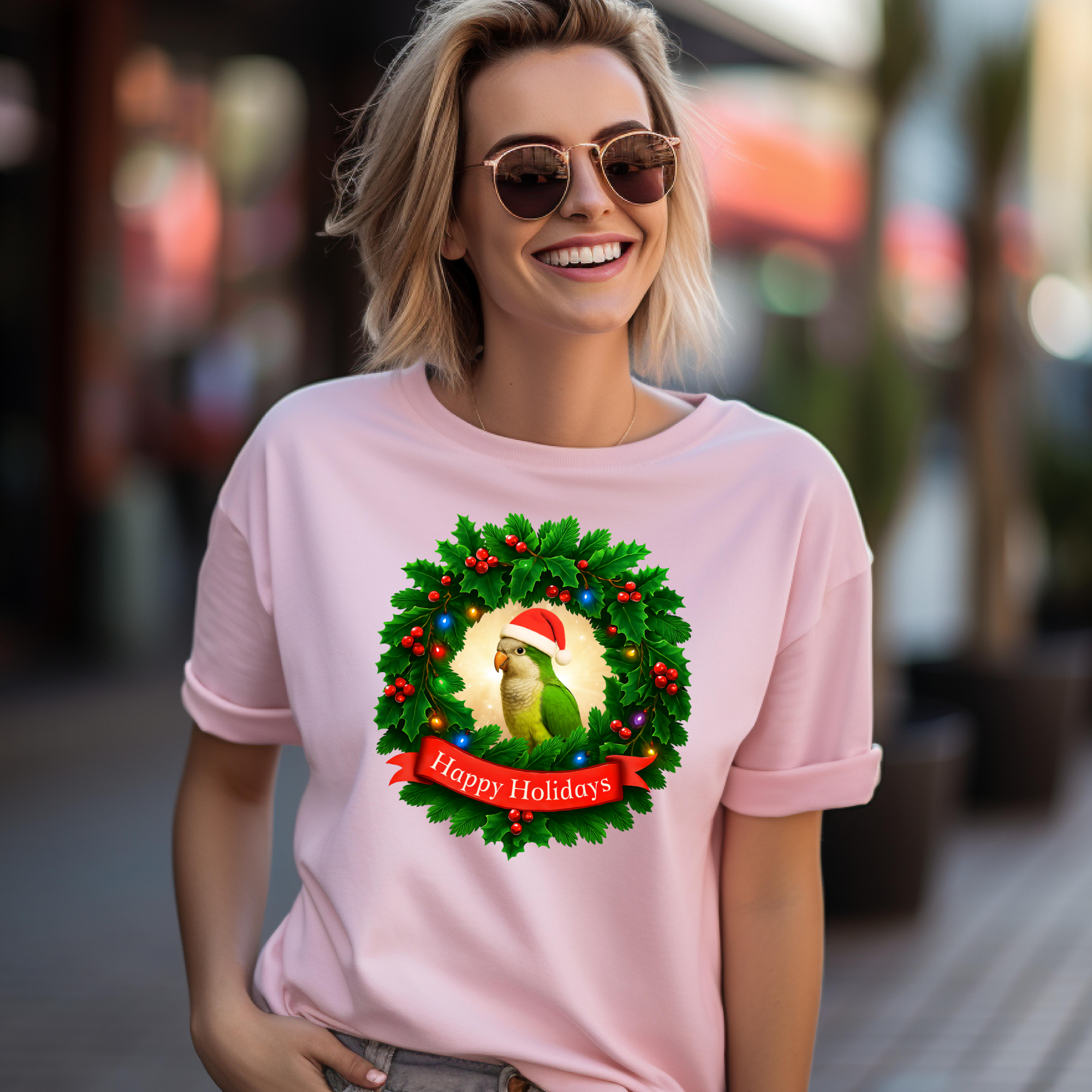 Happy Holidays Green Quaker T-Shirt