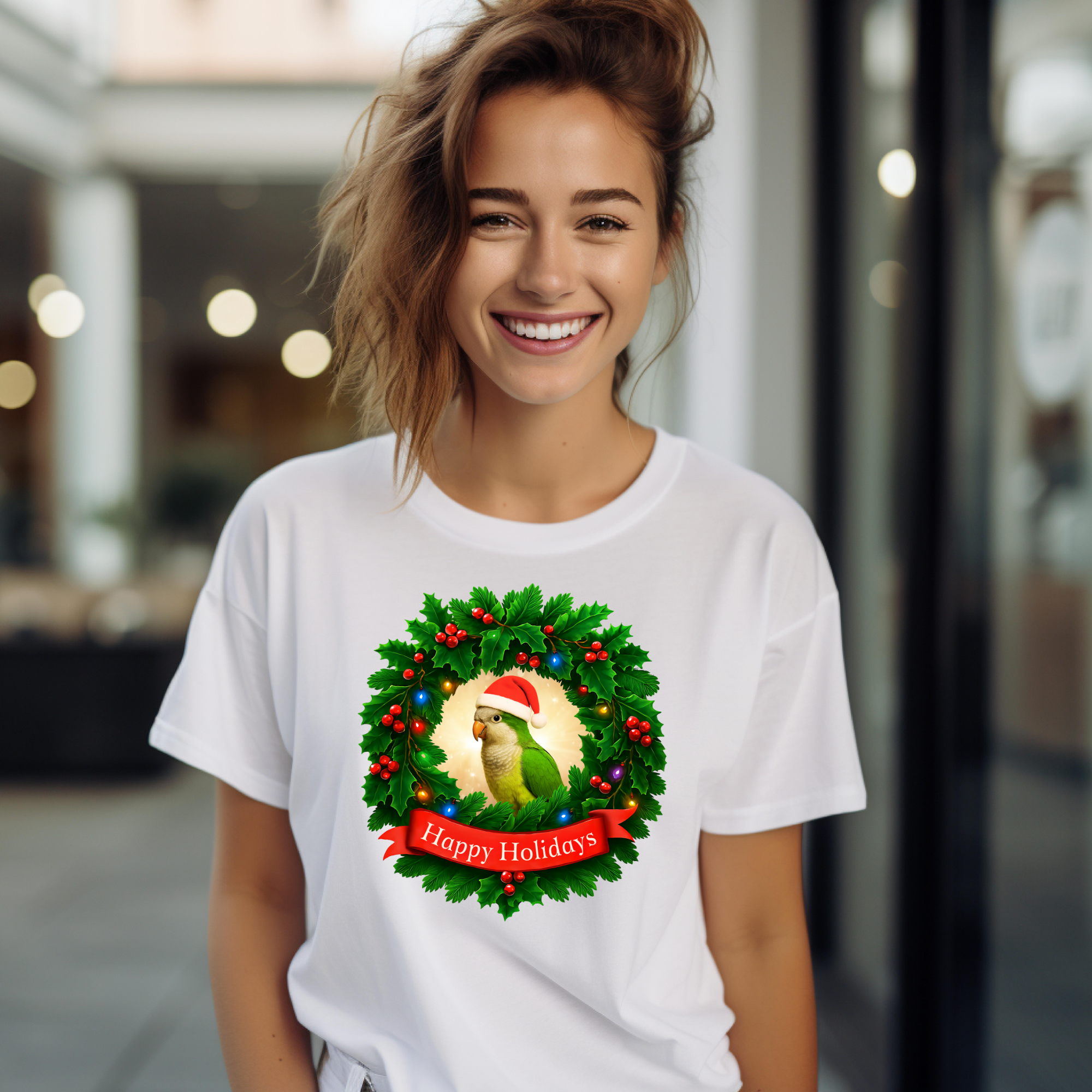 Happy Holidays Green Quaker T-Shirt