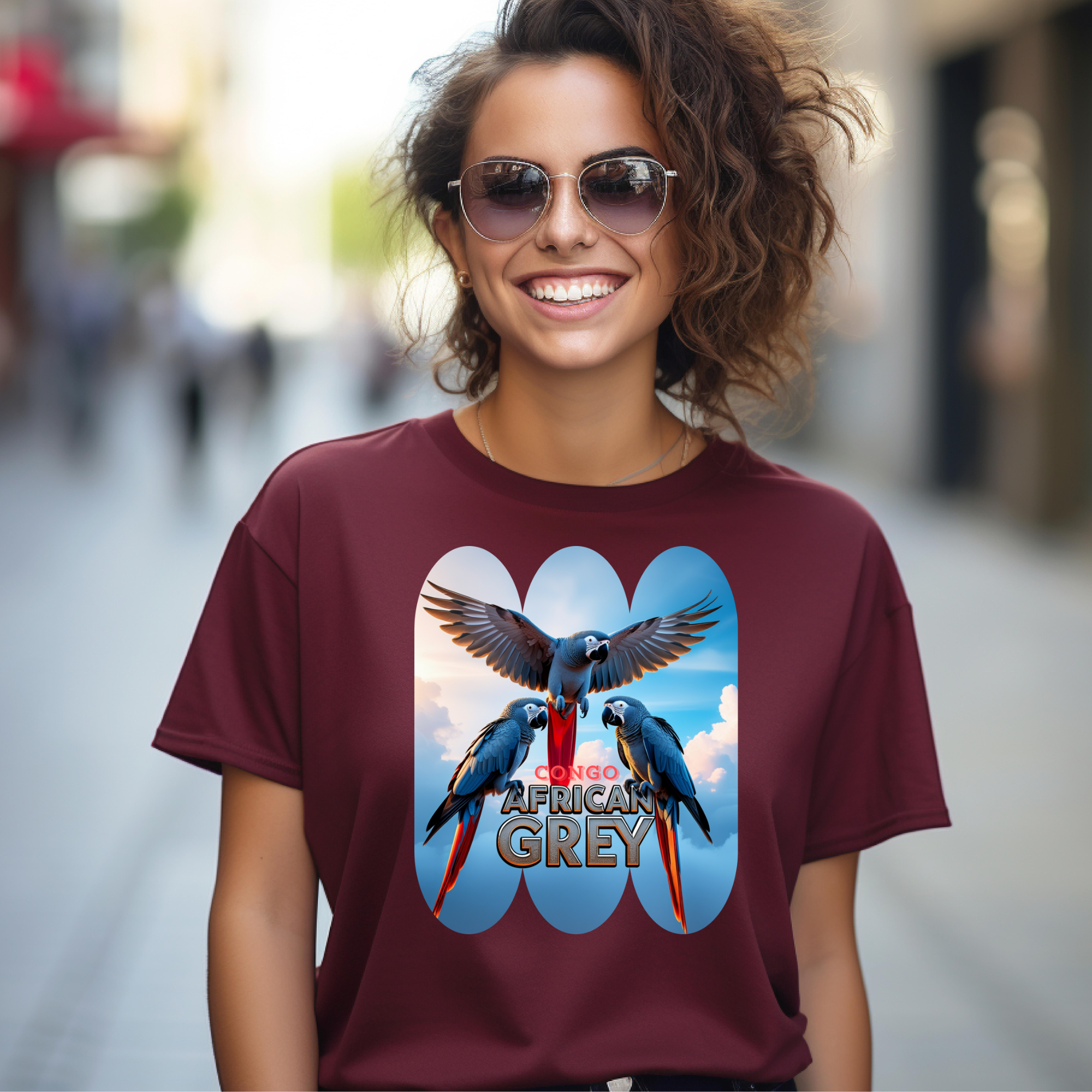 African Grey Congo Lover Flying T-Shirt