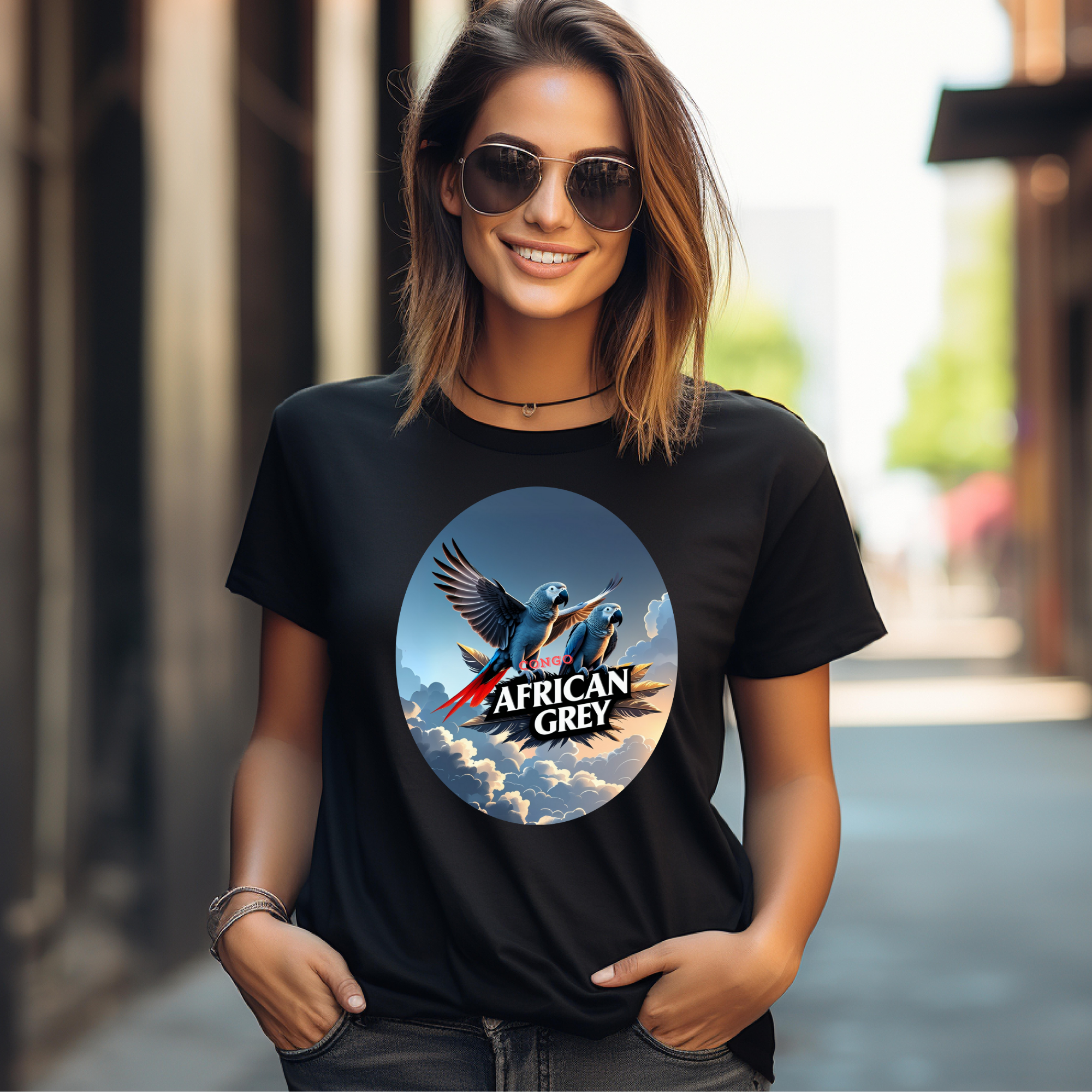 African Grey Congo Flying T-Shirt