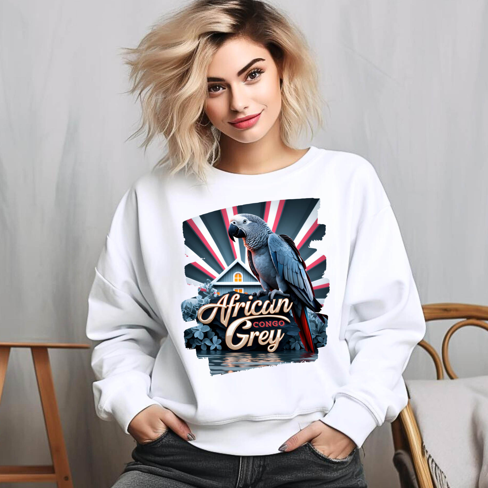 African Grey Congo Parrot Sweatshirt