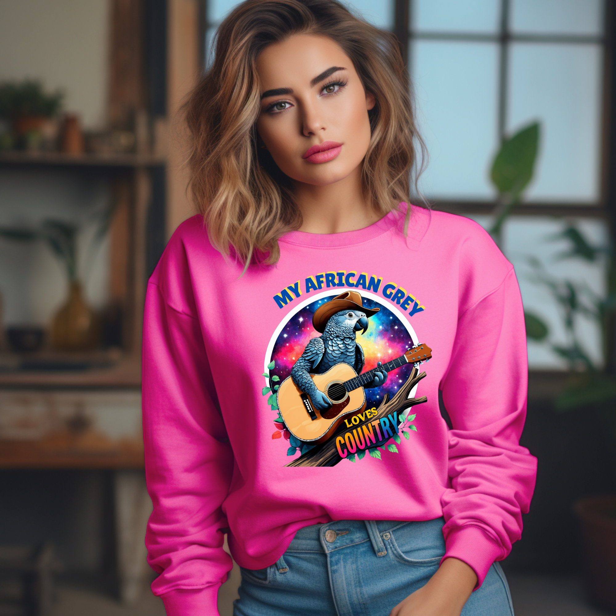 African Grey Congo Loves Country Sweatshirt