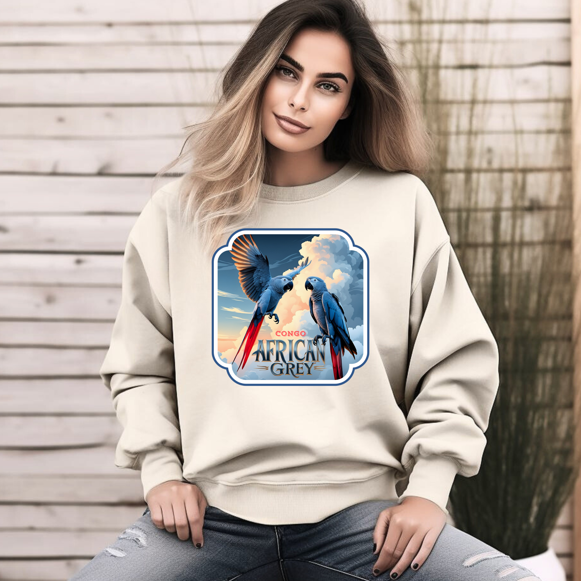 African Grey Congo Parrot Sweatshirt