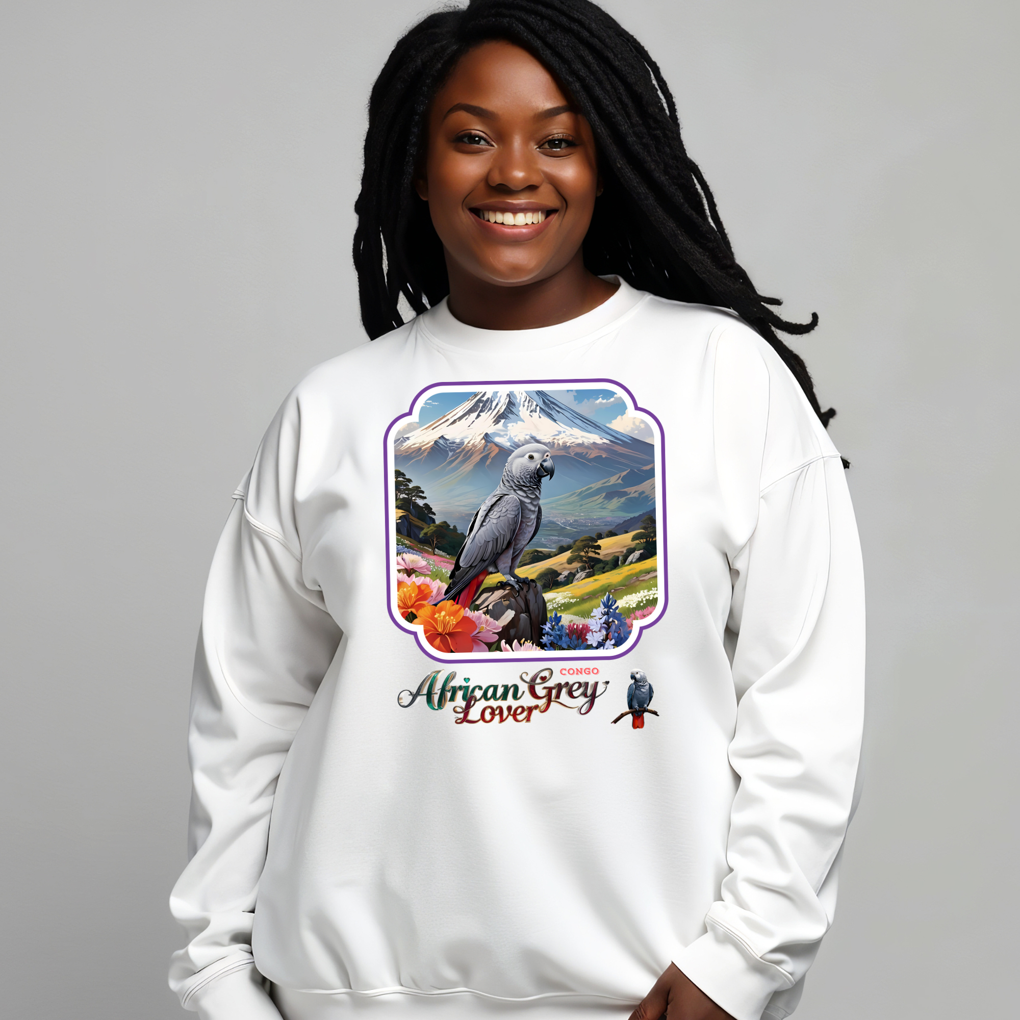 African Grey Congo Lover Floral Sweatshirt
