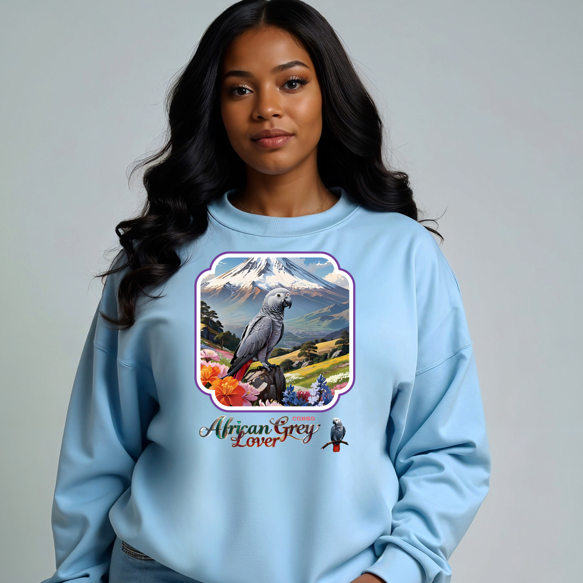 African Grey Congo Lover Floral Sweatshirt