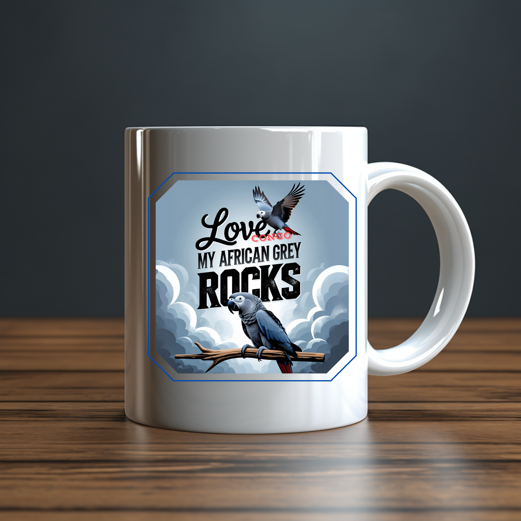 African Grey Ceramic Mug