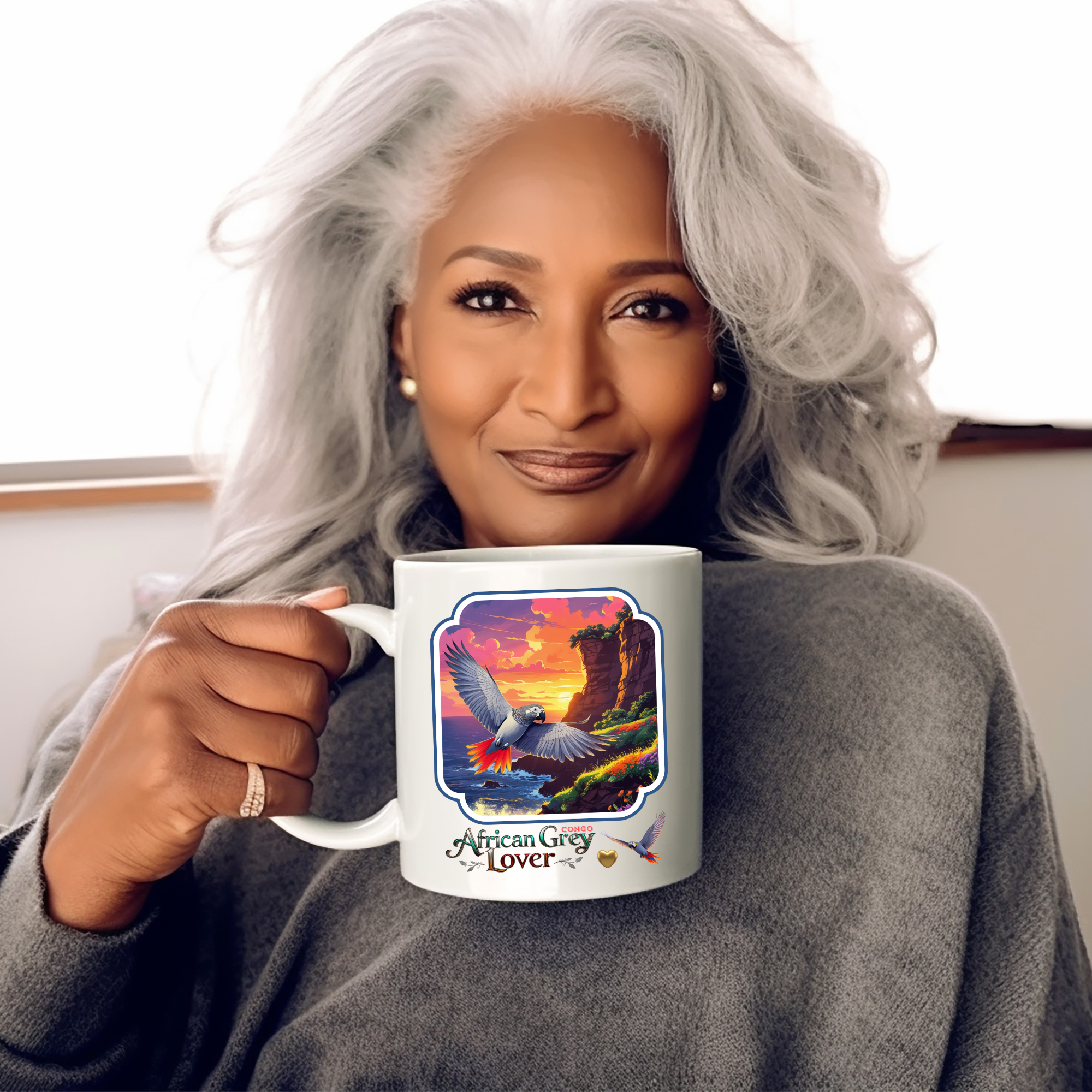 African Grey Congo Lover Sunset Mug