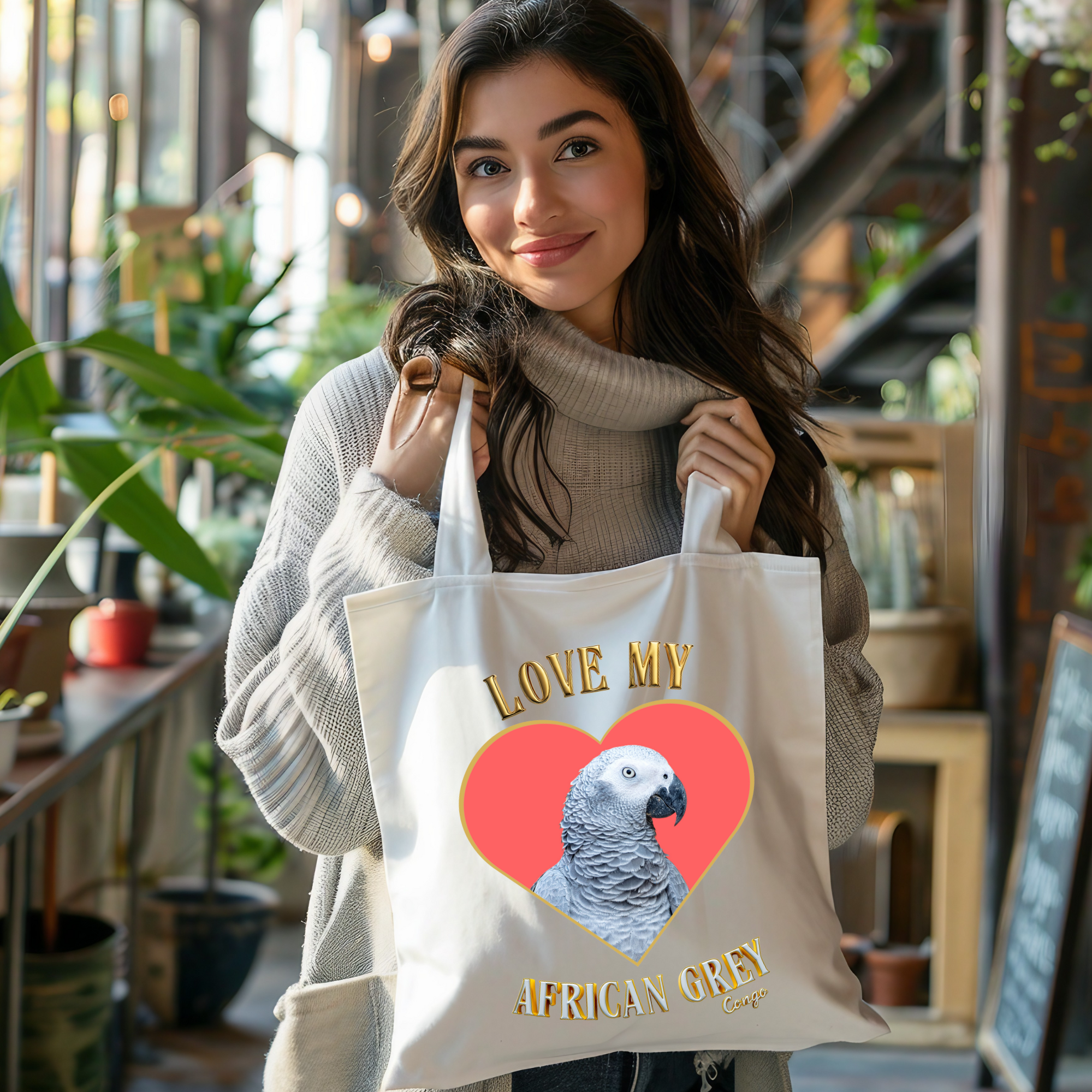 Love My African Grey Congo Tote Bag